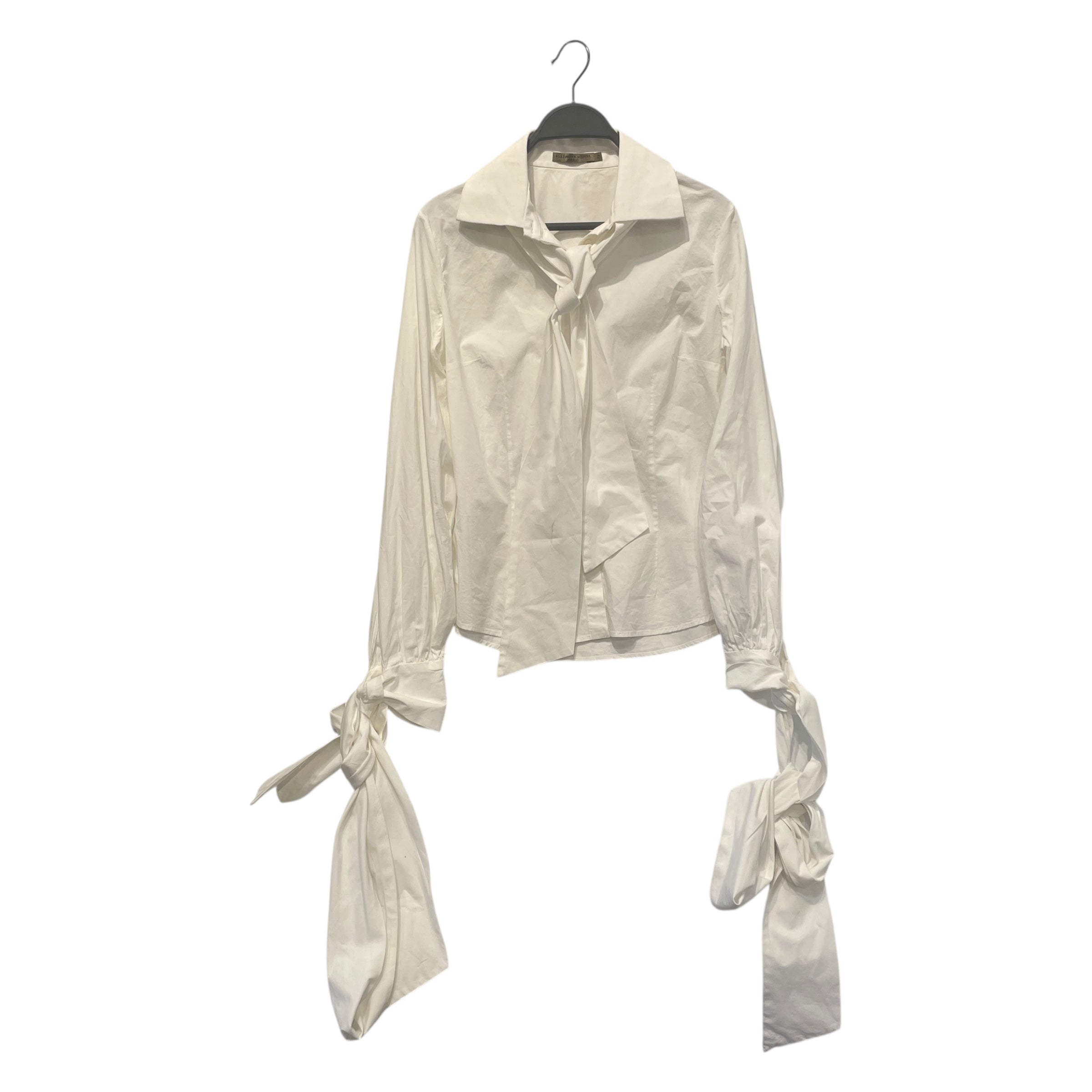 Alexander McQueen/LS Shirt/42/Cotton/WHT/Tie Neck/2008 Runway Cotton Tie Detail view 1
