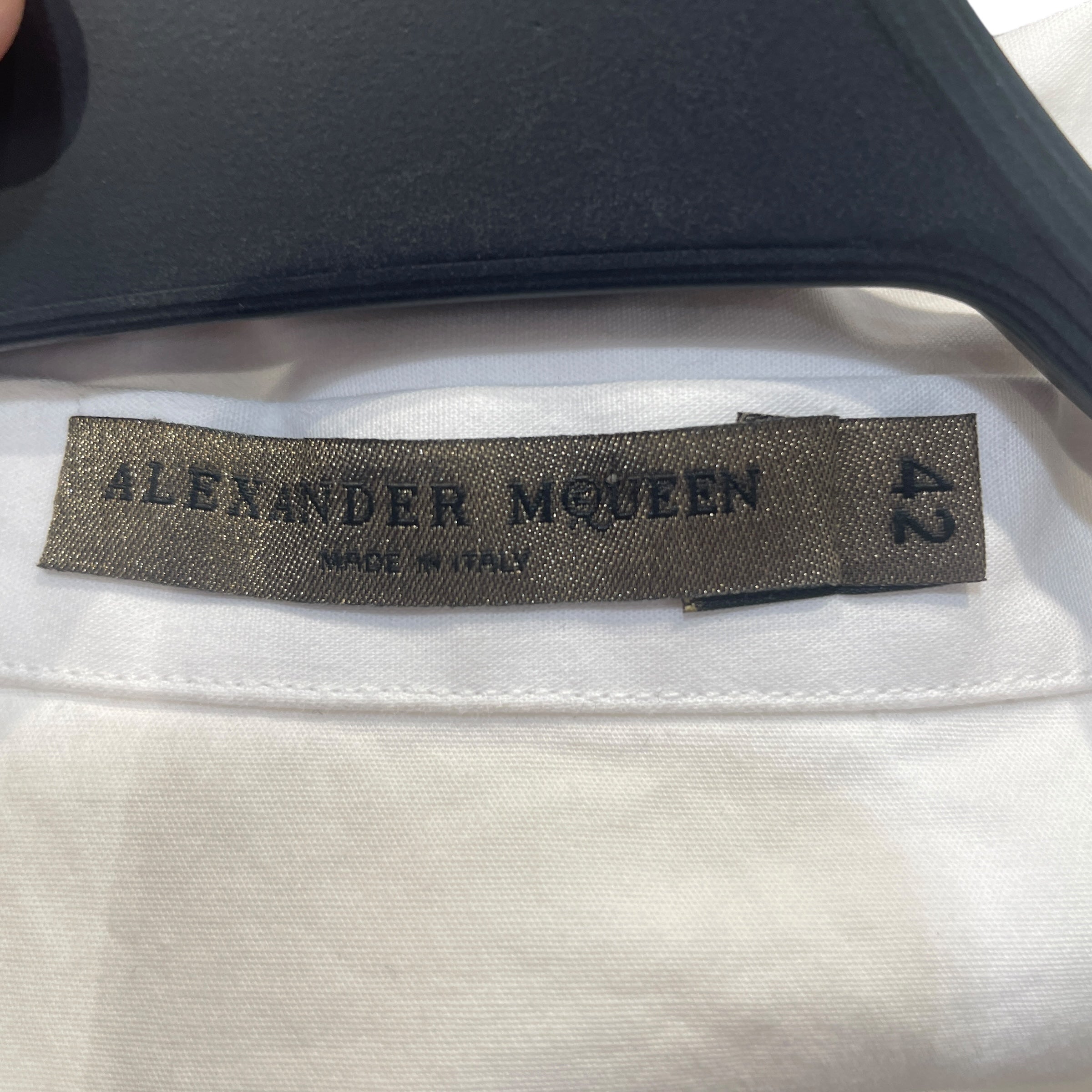 Alexander McQueen/LS Shirt/42/Cotton/WHT/Tie Neck/2008 Runway Cotton Tie Detail view 3