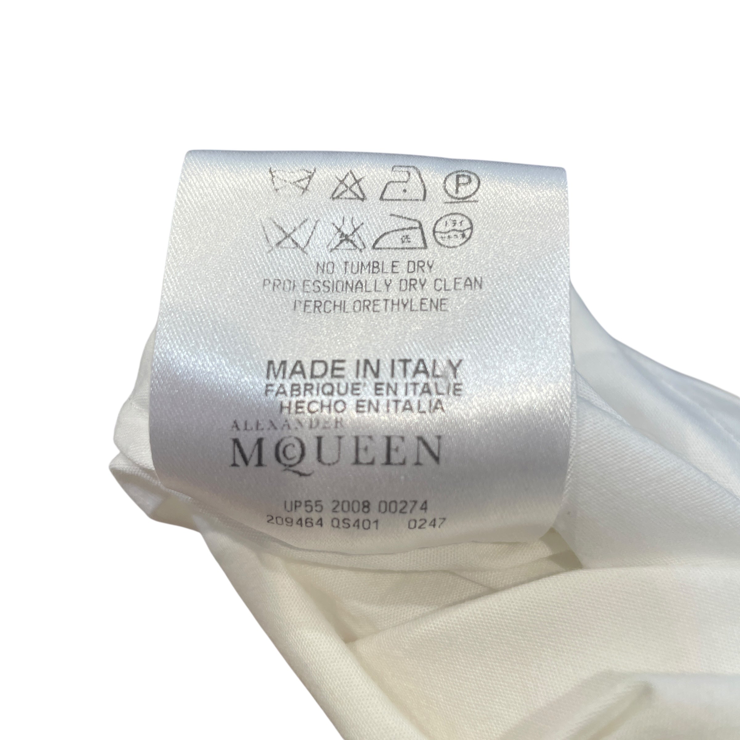 Alexander McQueen/LS Shirt/42/Cotton/WHT/Tie Neck/2008 Runway Cotton Tie Detail view 4