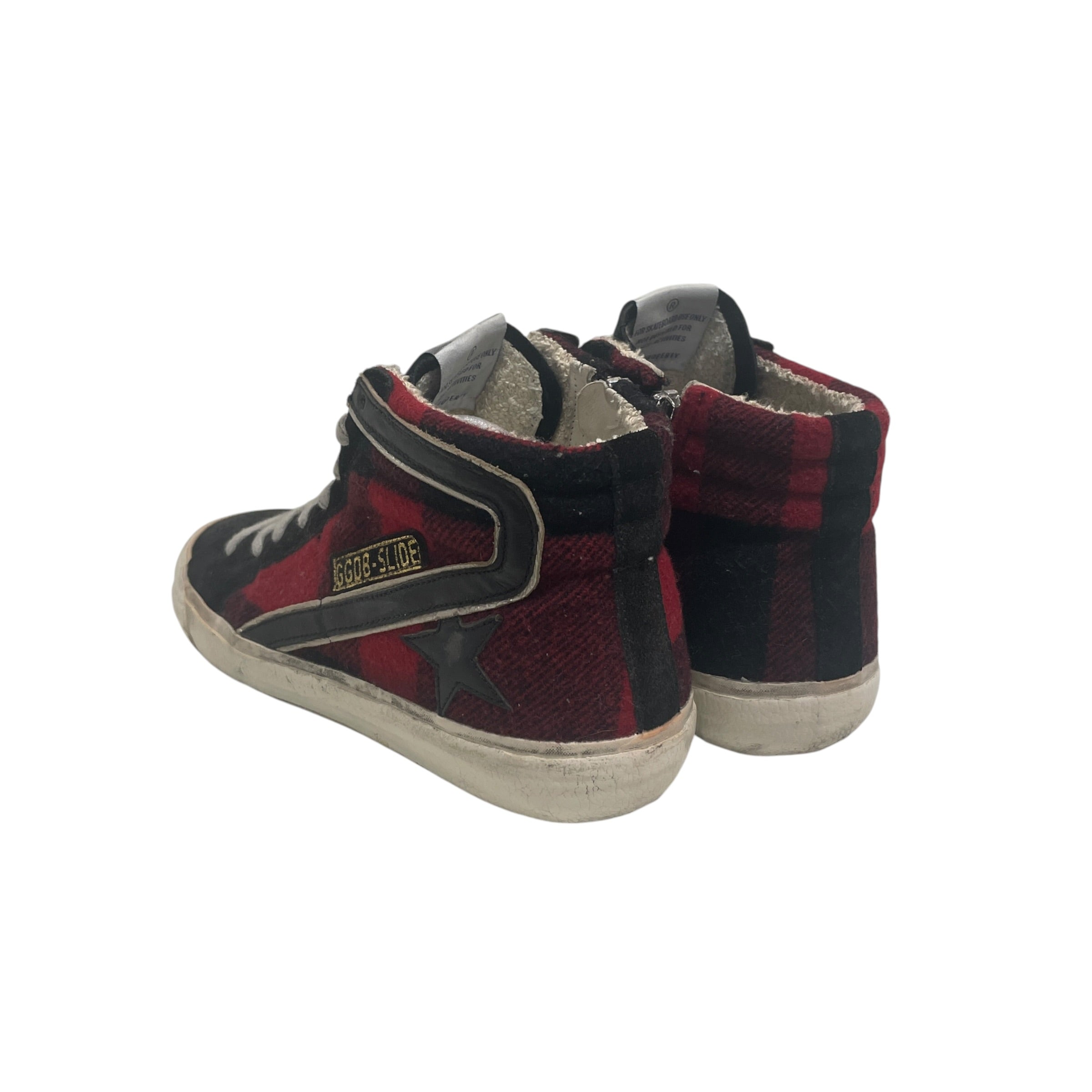 GOLDEN GOOSE/Hi-Sneakers/EU 38/Plaid/Cotton/BLK/BUFFALO PLAID(RED)/CRM INNER view 2