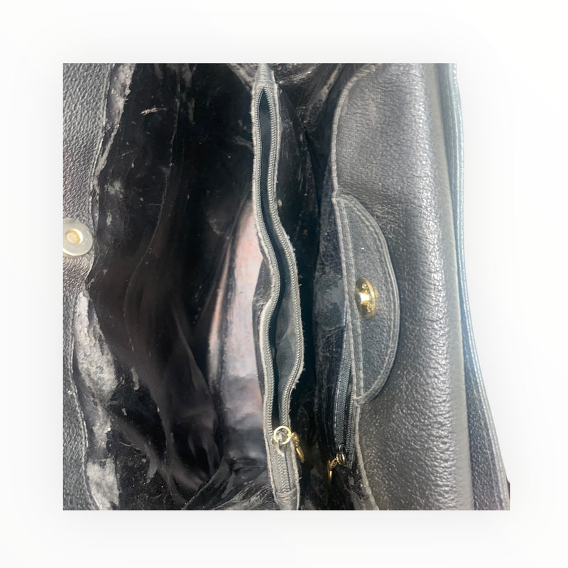GUCCI/Hand Bag/M/Suede/BLK/ramboo handle/ leather/suede