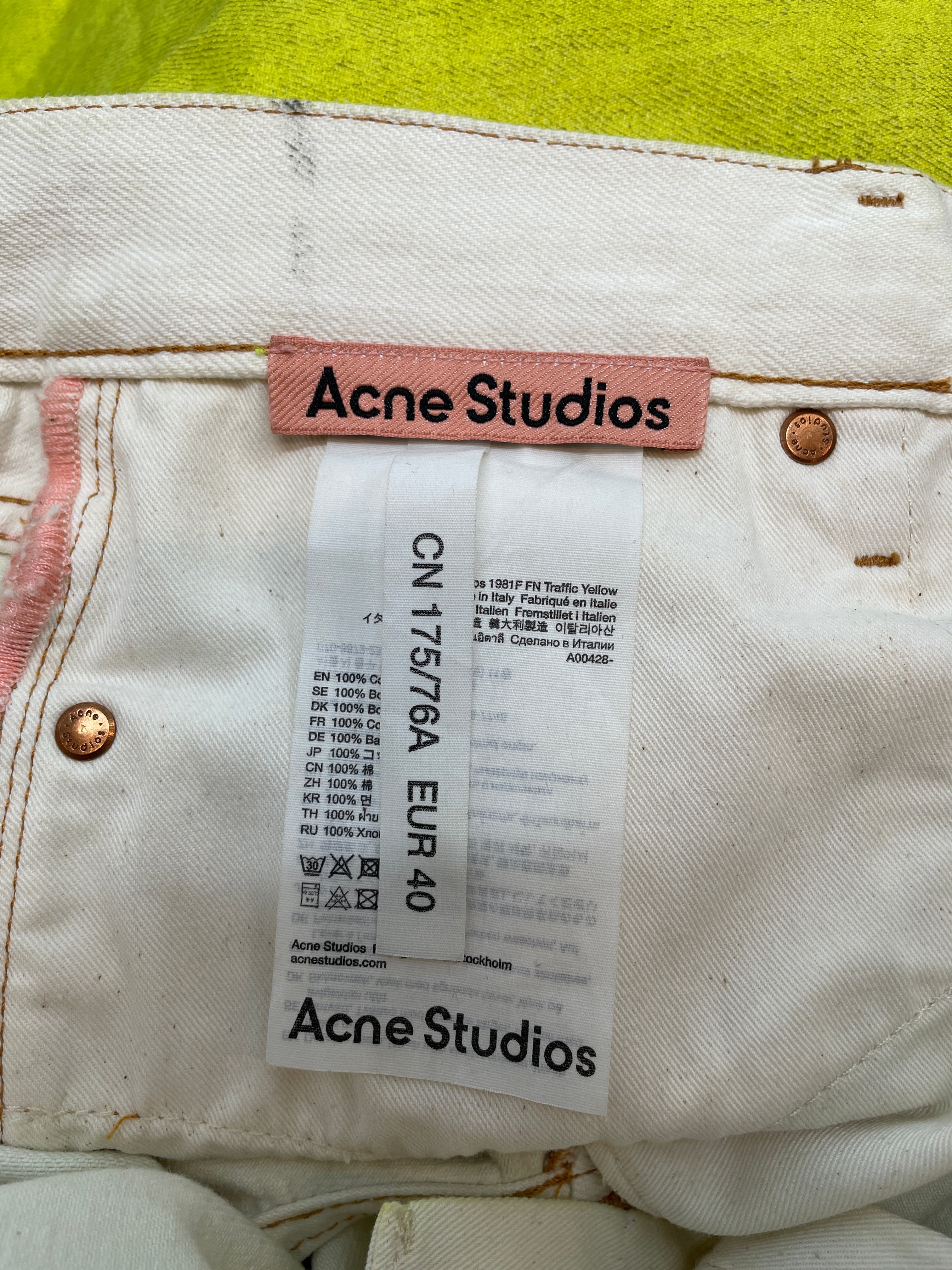 Acne Studios/Straight Pants/40/Cotton/YEL/1981F FN TRAFFIC YELLOW view 6
