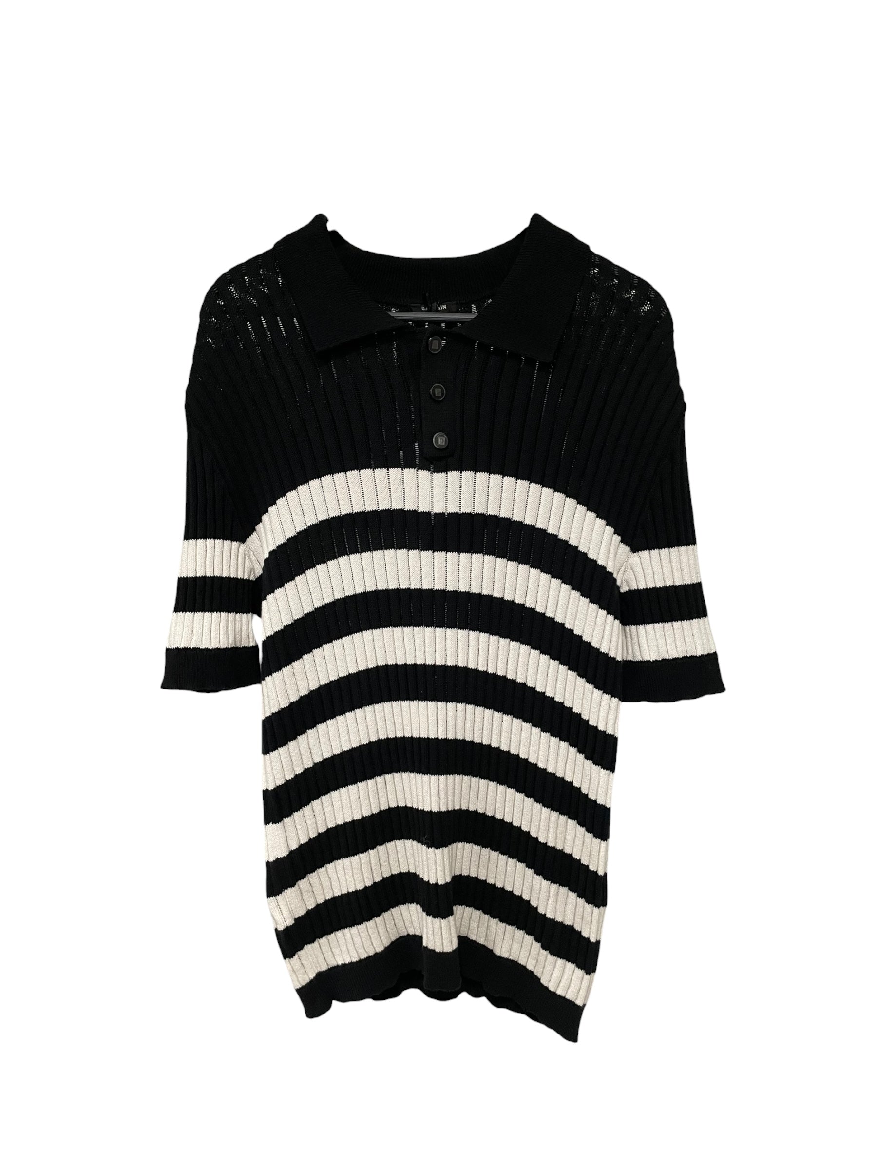 BALMAIN/Polo Shirt/XL/Cotton/BLK/Stripe/ view 1