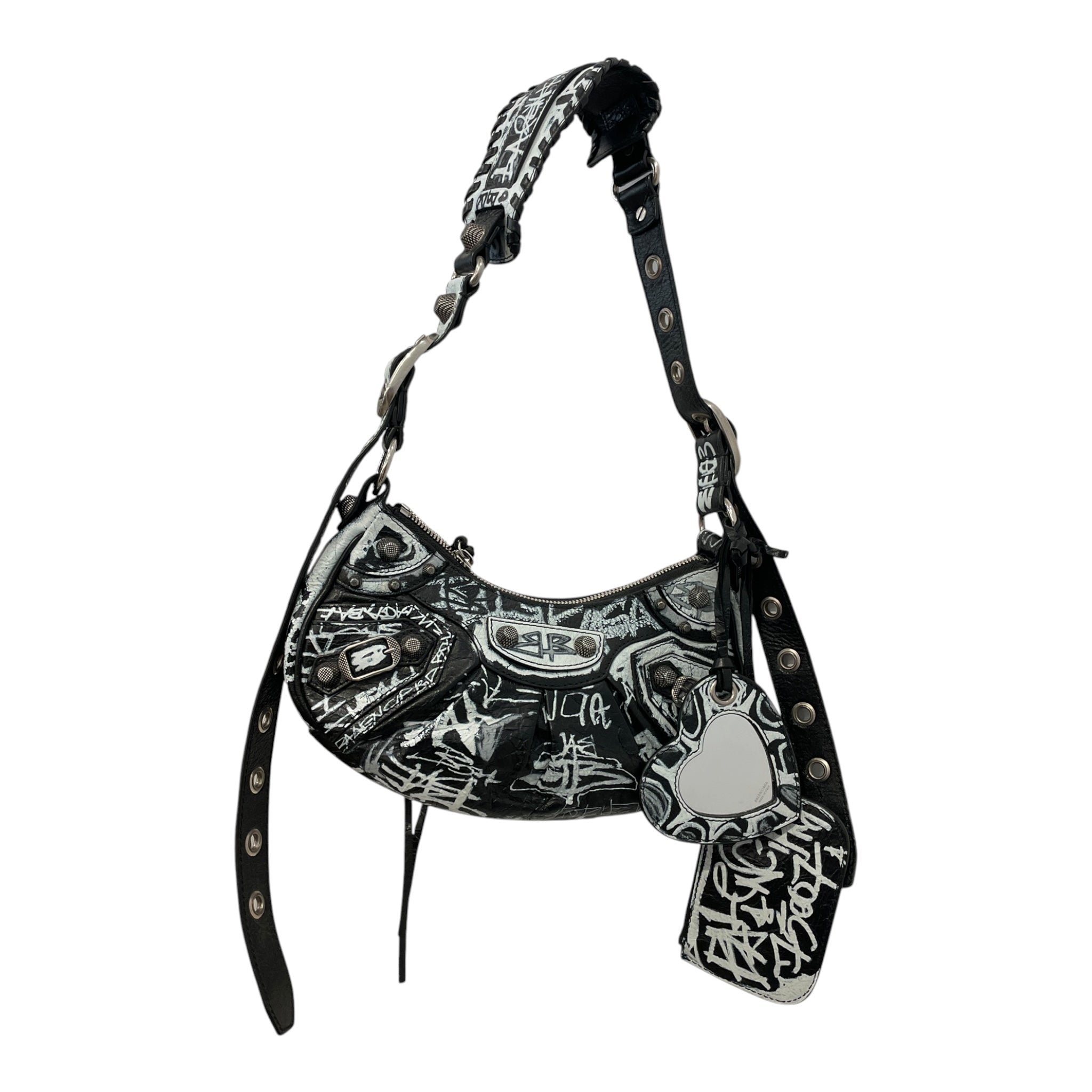 BALENCIAGA/Hand Bag/All Over Print/Leather/BLK/GRAFFITI CAGOLE view 1