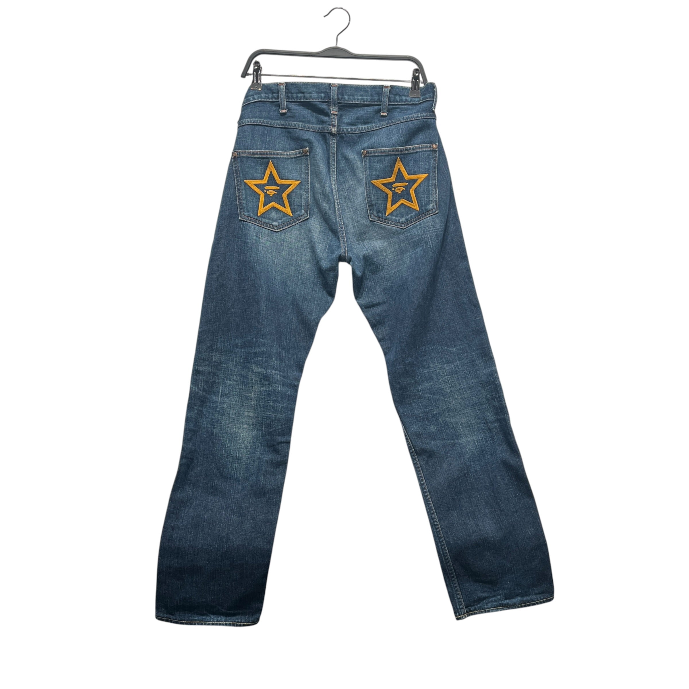 A BATHING APE/Straight Pants/S/Denim/IDG/Busy works star pockets view 2