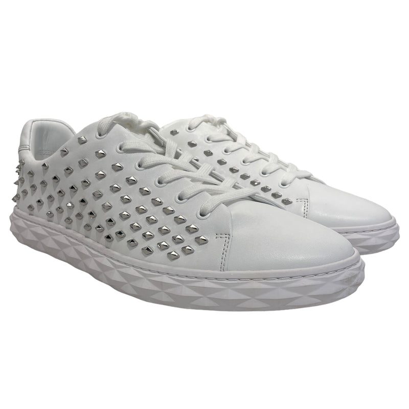 JIMMY CHOO/Low-Sneakers/US 10/Leather/WHT/Studded