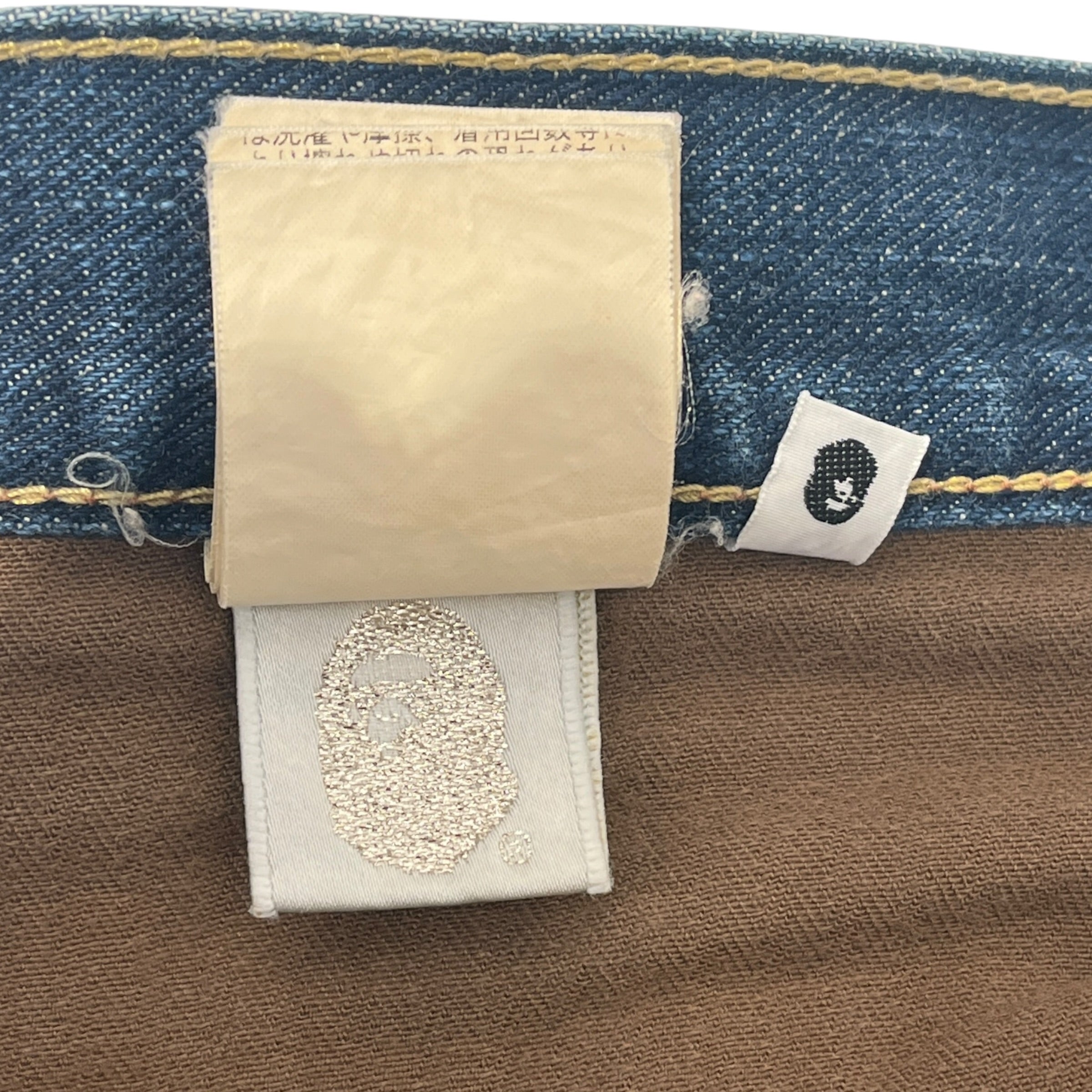 A BATHING APE/Straight Pants/S/Denim/IDG/Busy works star pockets view 5