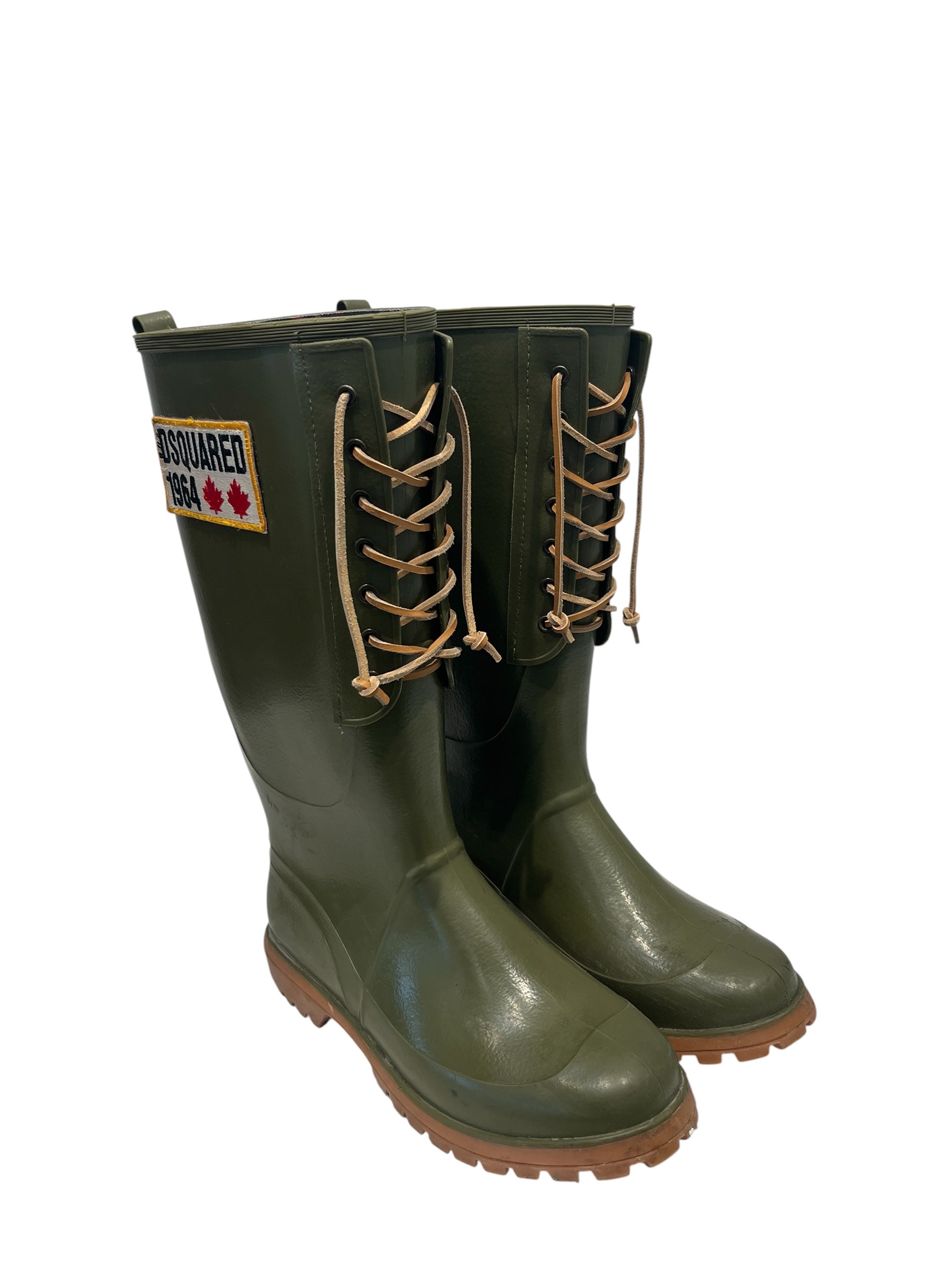 DSQUARED2/Rain Boots/US 10/GRN/LACE UP PUDDLE BOOTS view 1