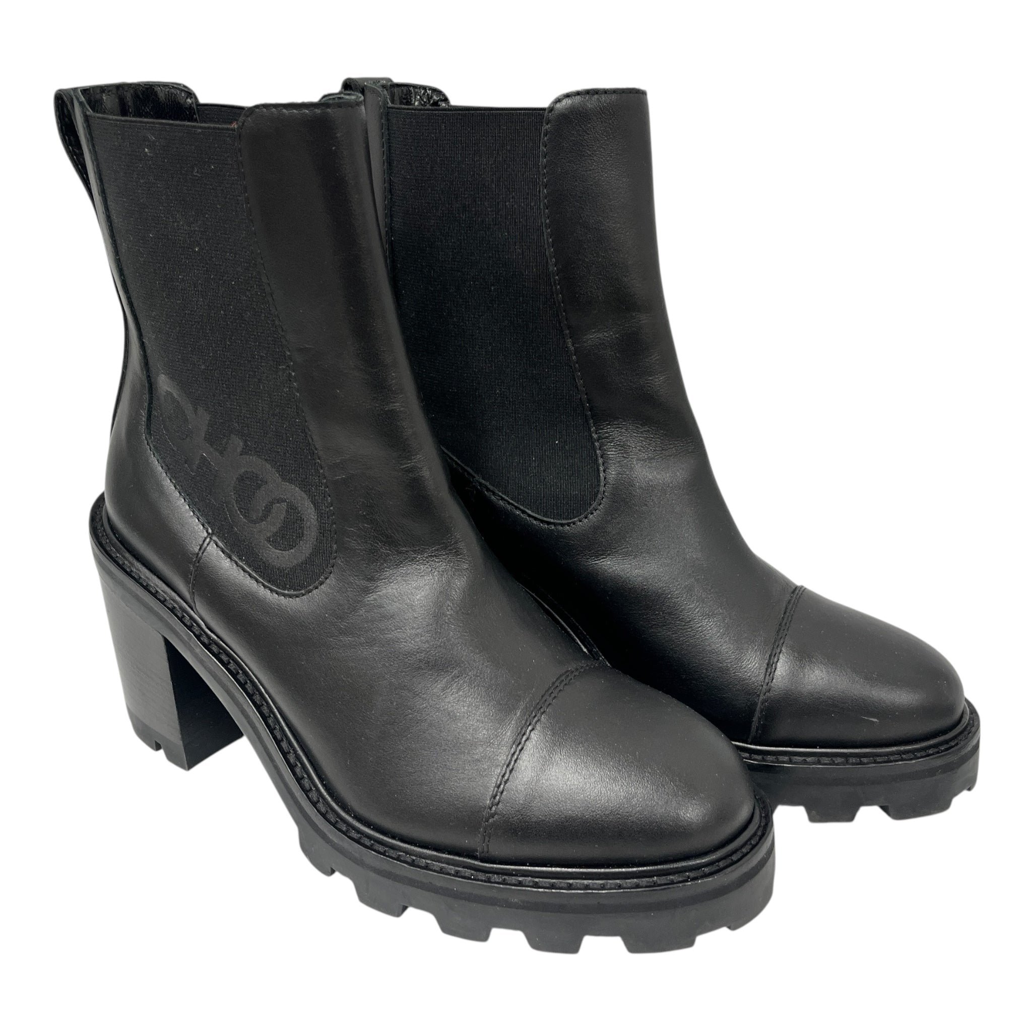 JIMMY CHOO/Boots/EU 37.5/Leather/BLK/LUG SOLE BOOTS view 1