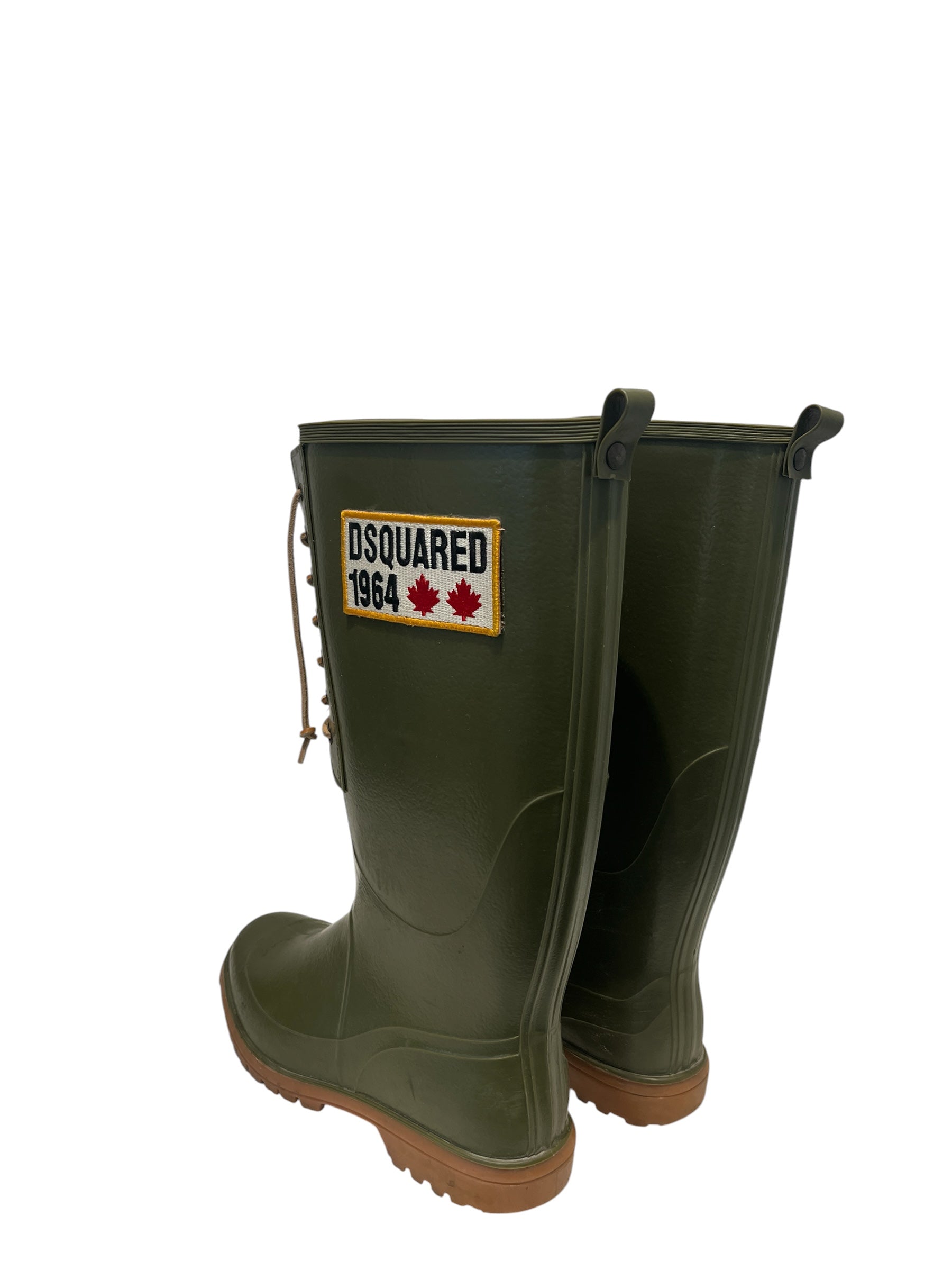 DSQUARED2/Rain Boots/US 10/GRN/LACE UP PUDDLE BOOTS view 2