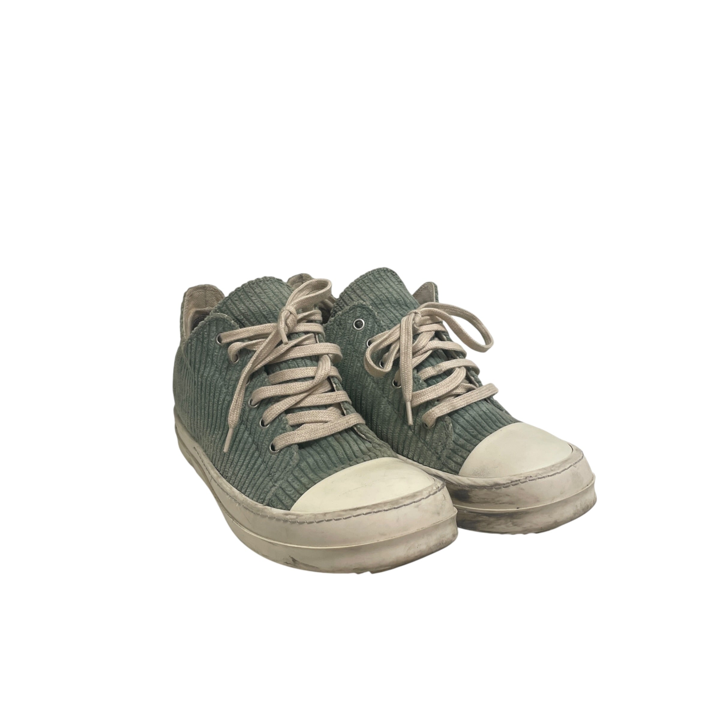 RICK OWENS DRKSHDW/Low-Sneakers/US 9/Cotton/GRN/corduroy, sage green, lowtop view 1