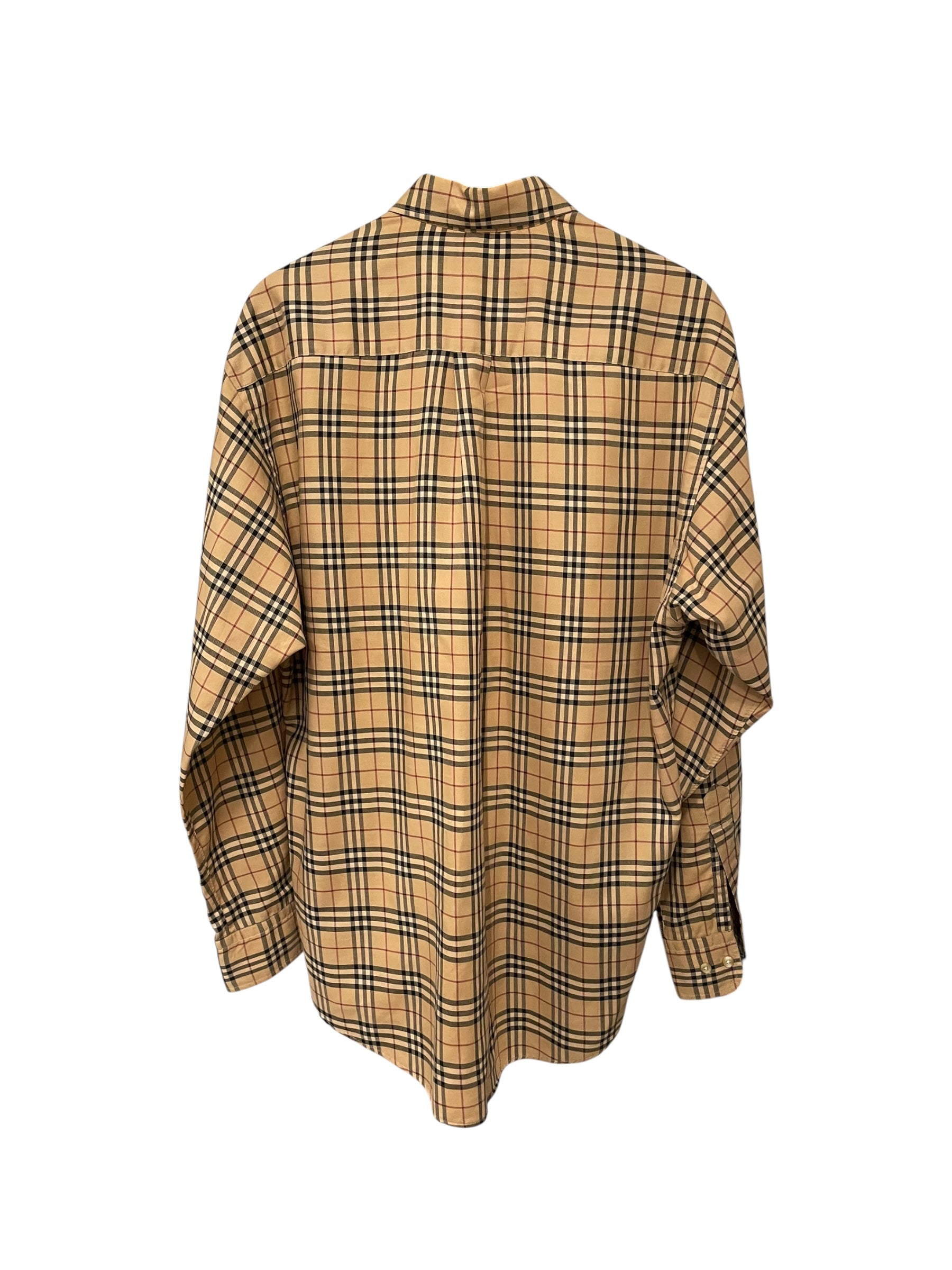 BURBERRY LONDON/LS Shirt/L/Cotton/BEG/Plaid/PLAID BUTTON DOWN view 2