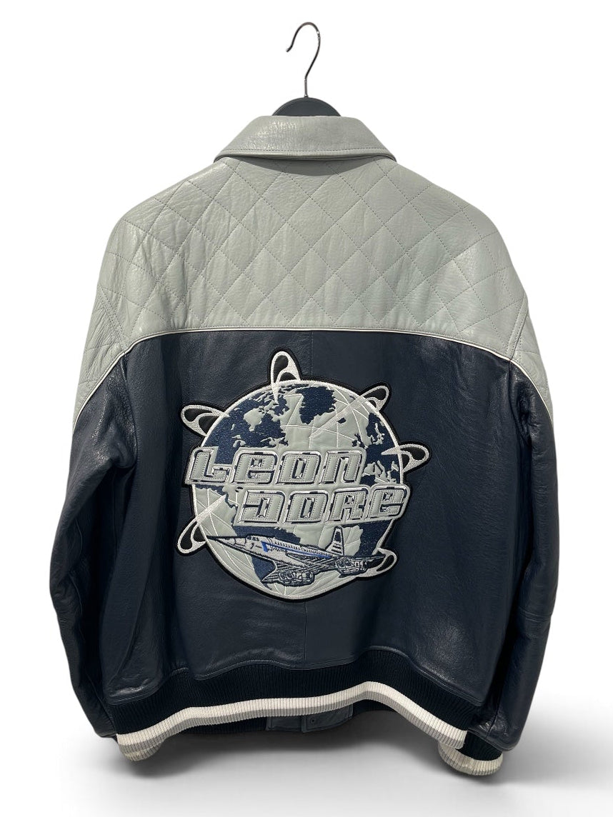 AIME LEON DORE/Leather Jkt/L/Leather/GRY/GRY BLU NY LONDON GLOBE JKT view 2