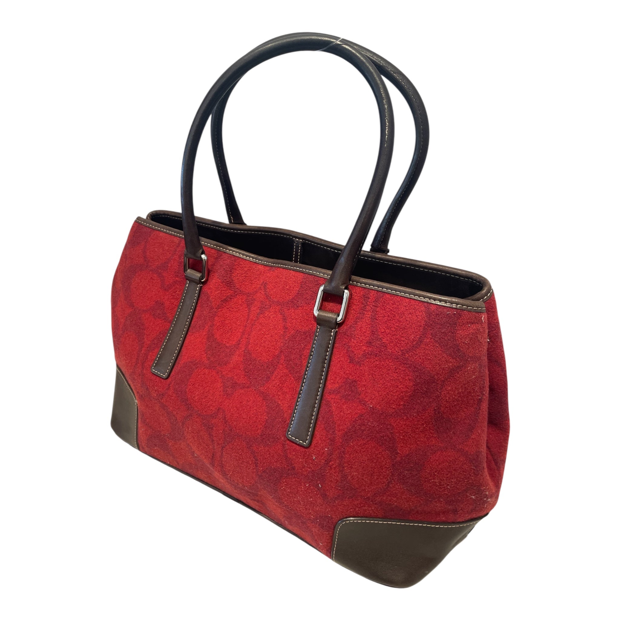 COACH/Tote Bag/Monogram/Wool/RED/WOOL LEATHER TOTE view 2