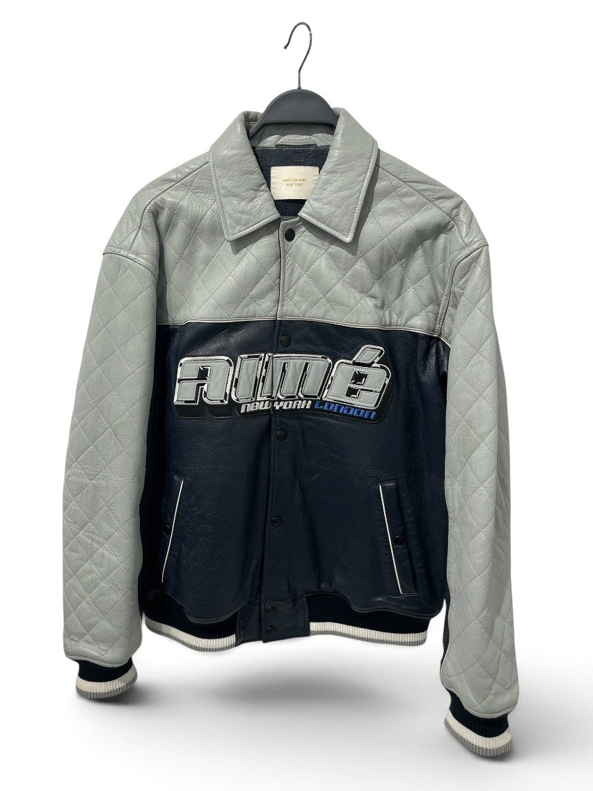 AIME LEON DORE/Leather Jkt/L/Leather/GRY/GRY BLU NY LONDON GLOBE JKT view 1