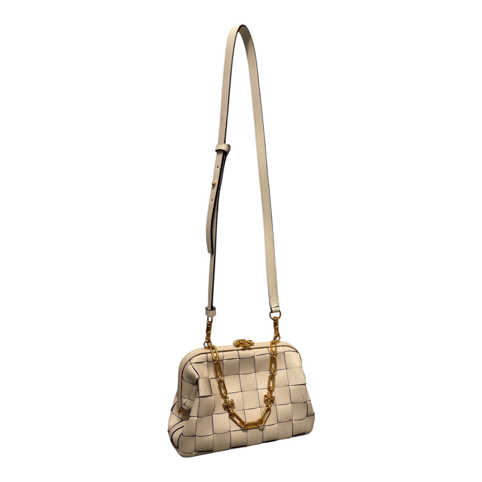 TORY BURCH/Hand Bag/Leather/WHT/GOLDCHAIN view 1