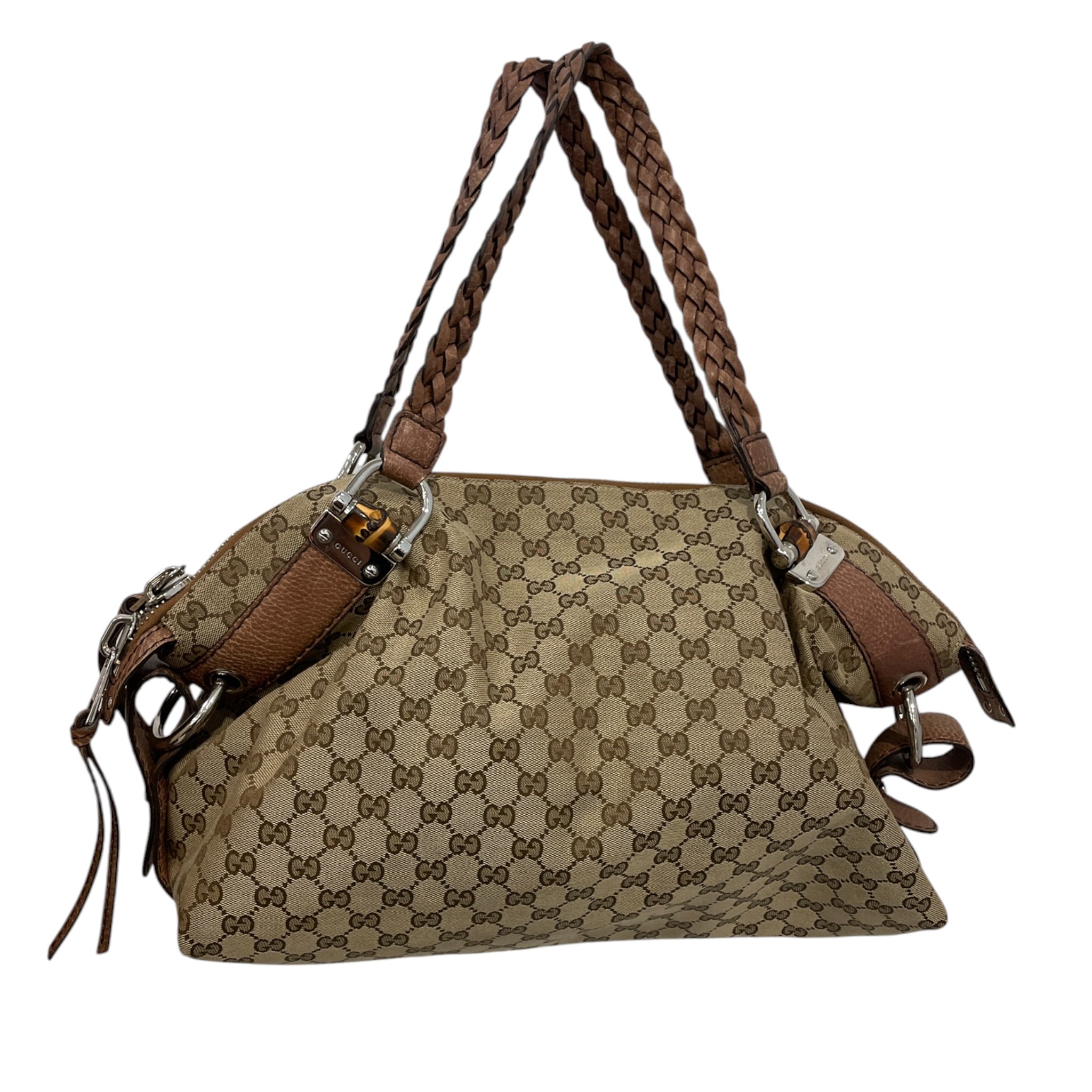 GUCCI/Tote Bag/Monogram/BRW/MONOGRAM ZIP WOVEN BAMBOO view 1