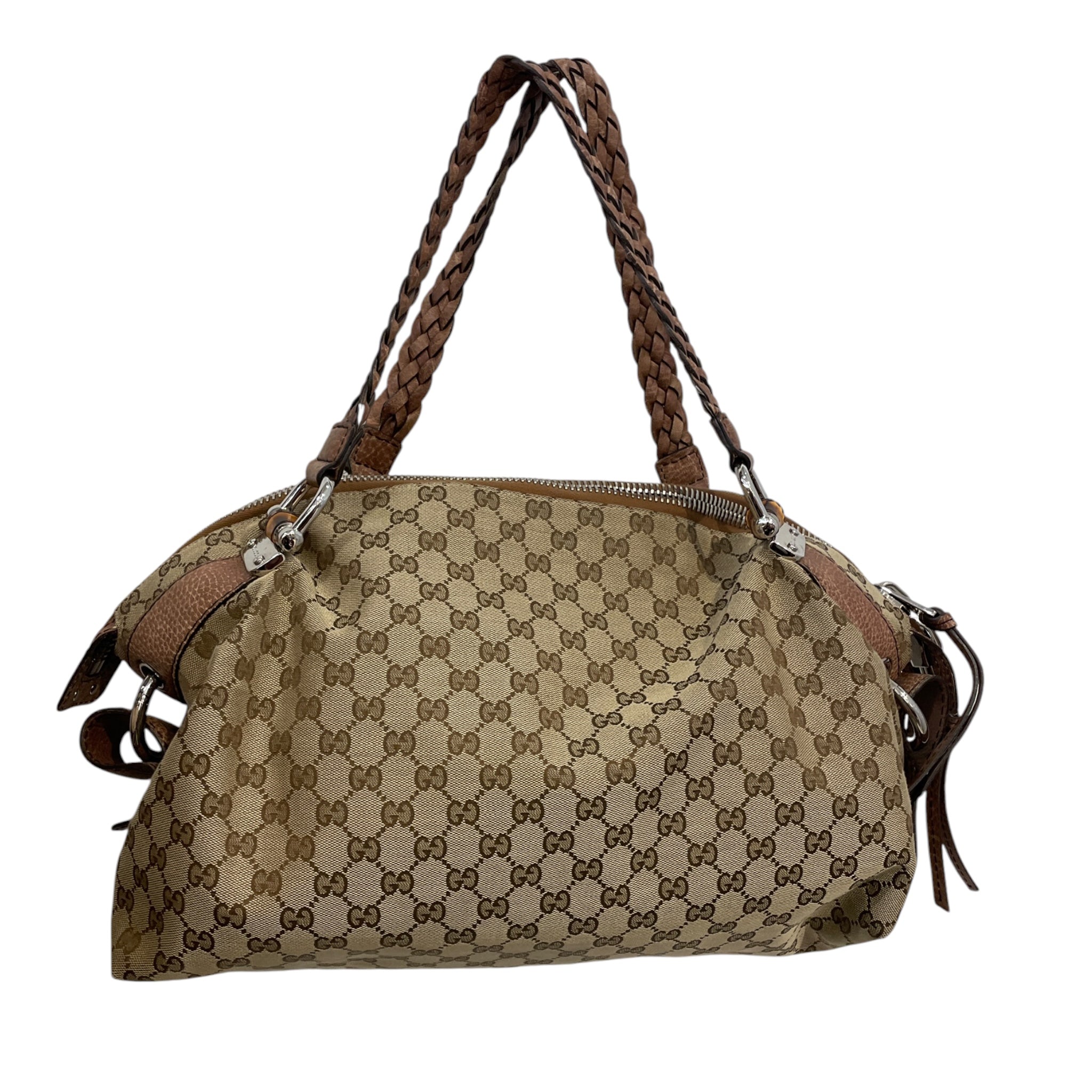 GUCCI/Tote Bag/Monogram/BRW/MONOGRAM ZIP WOVEN BAMBOO view 2