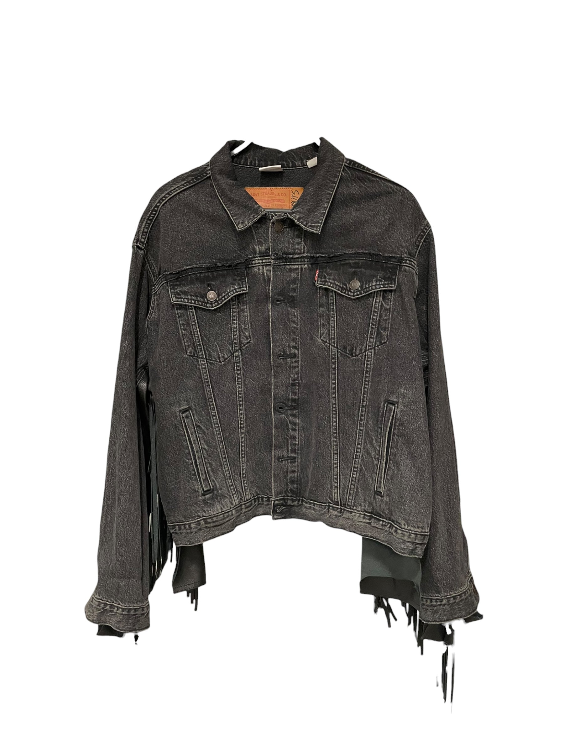 Levi's/VETEMENTS/Denim Jkt/XS/Cotton/BLK/FRINGE ARMS view 1