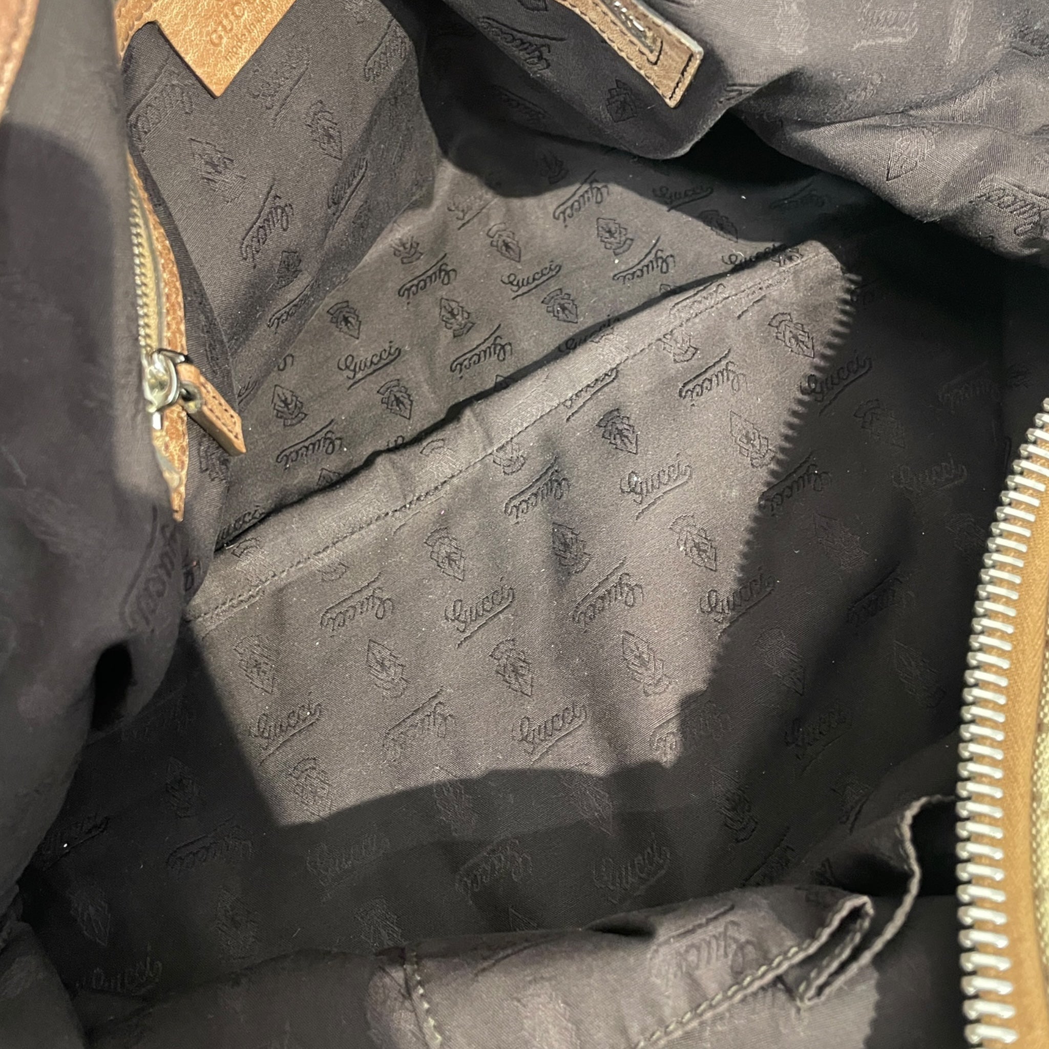 GUCCI/Tote Bag/Monogram/BRW/MONOGRAM ZIP WOVEN BAMBOO view 4