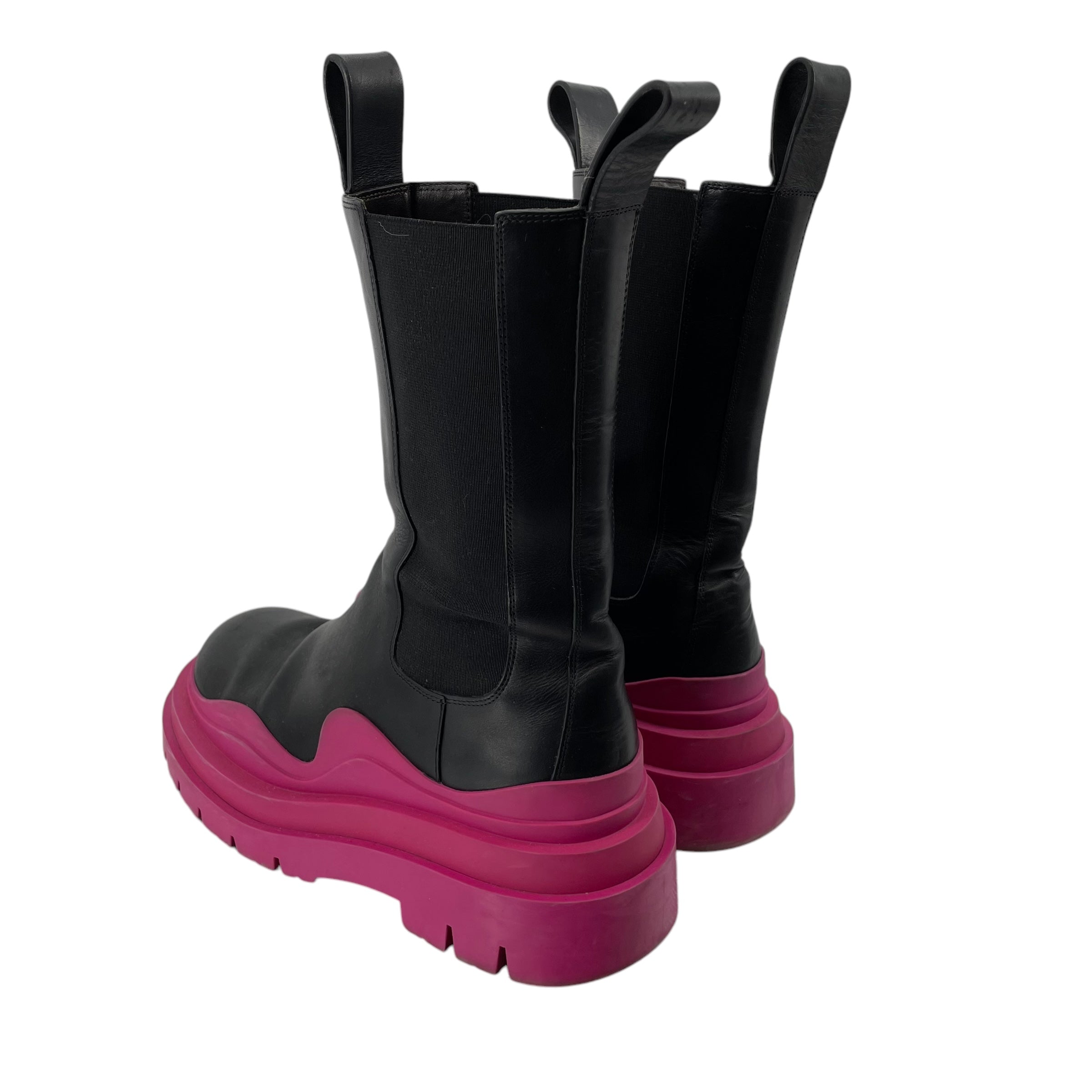 BOTTEGA VENETA/Booties/EU 36/Leather/BLK/TIRE BOOTS PINK SOLE view 2