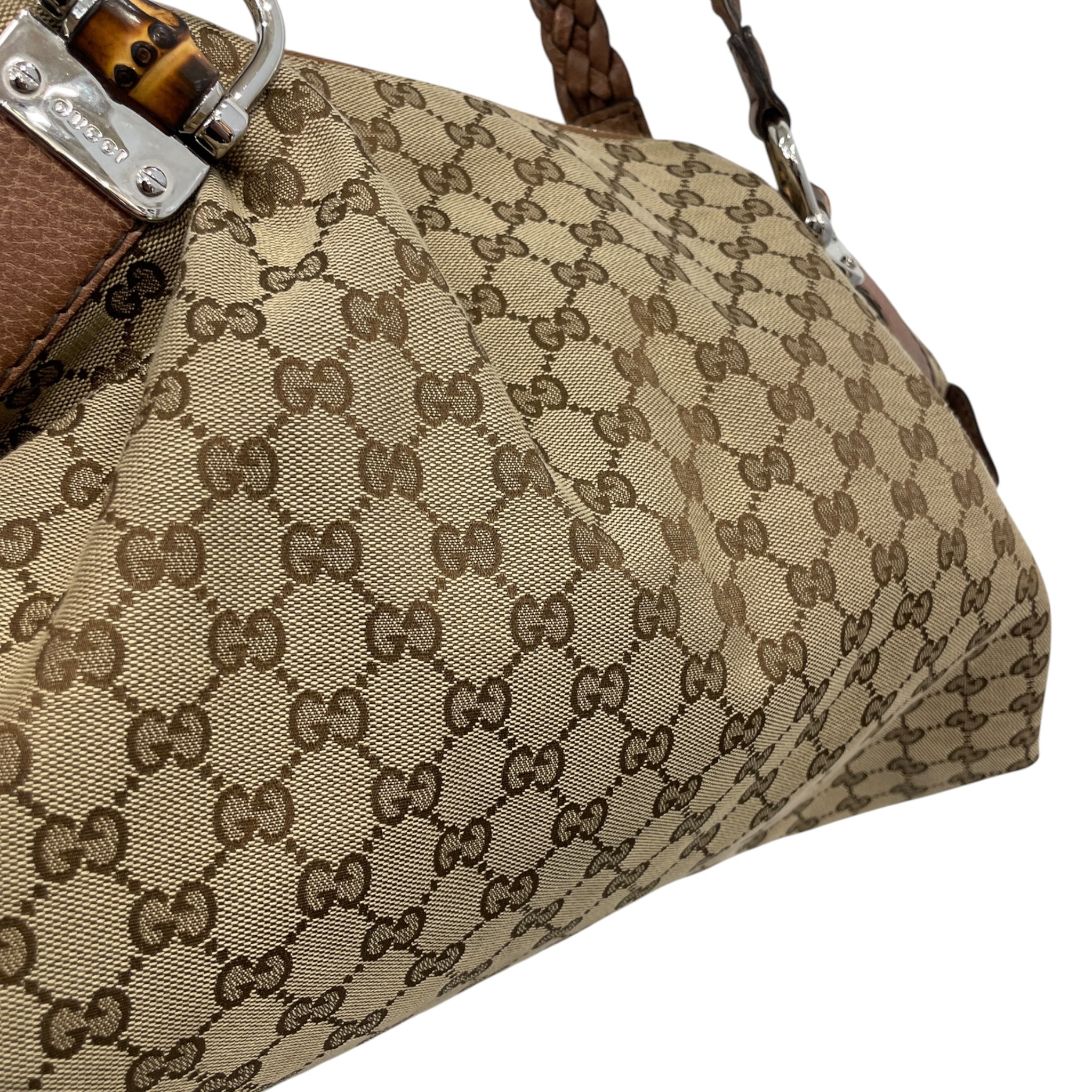 GUCCI/Tote Bag/Monogram/BRW/MONOGRAM ZIP WOVEN BAMBOO view 5