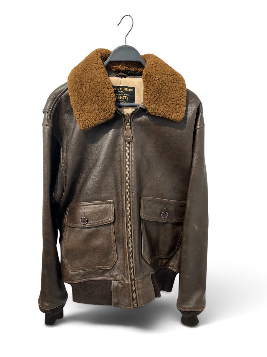 Schott/Flight Jkt/L/Leather/BRW/G-1 U.S. NAVY FLIGHT JKT view 1