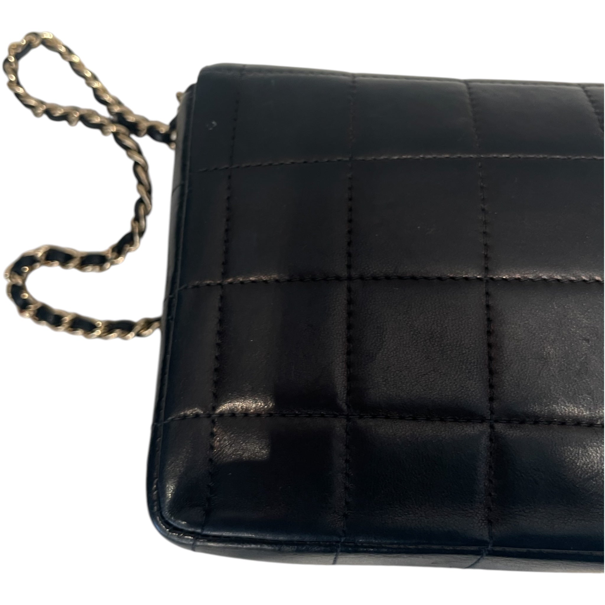 CHANEL/Hand Bag/Leather/BLK/Chocolate Bar Flap view 6