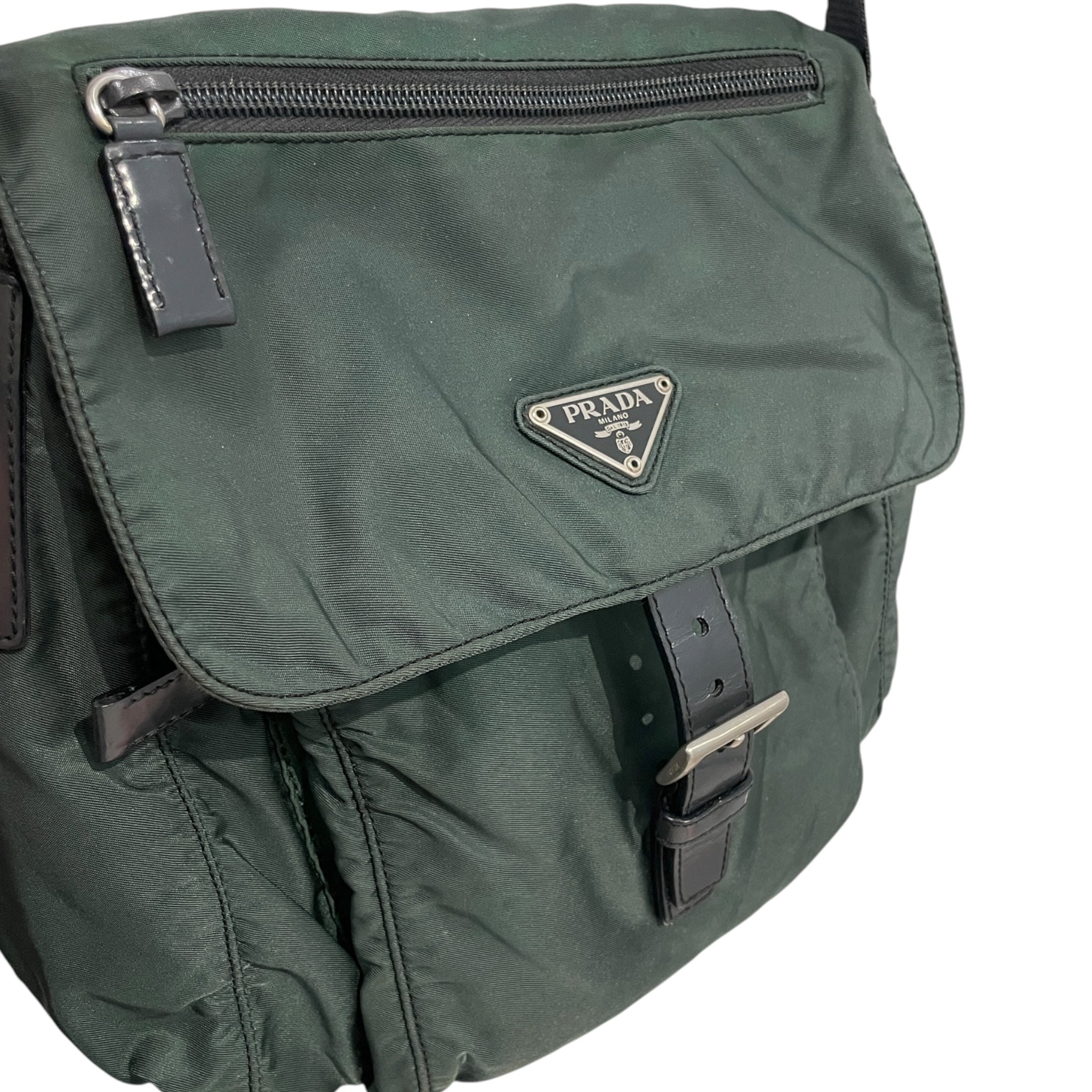 PRADA/Cross Body Bag/Nylon/GRN/Tessuto Front Flap view 5