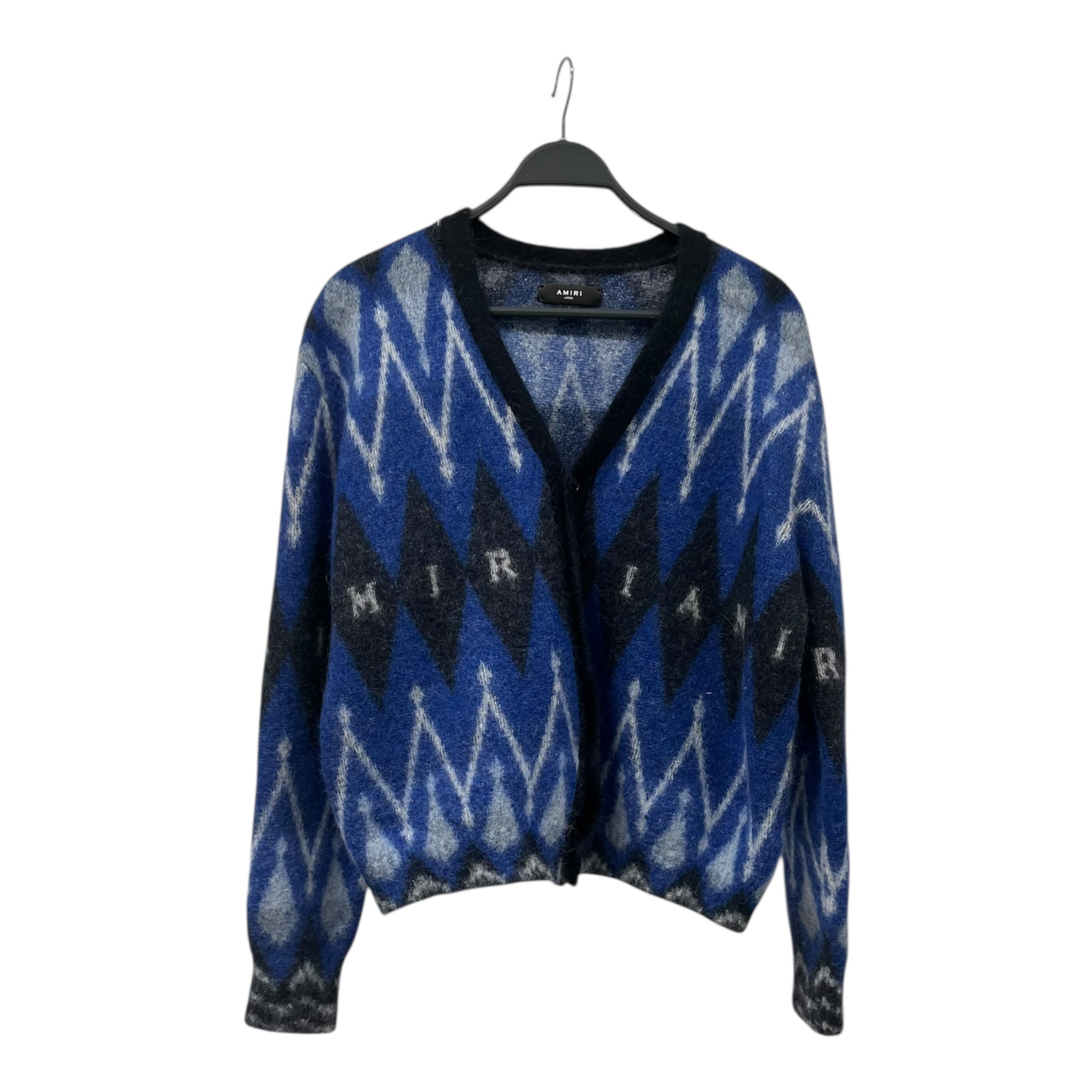 AMIRI/Cardigan/L/All Over Print/Mohair/BLU/ARGYLE MOHAIR BLEND view 1
