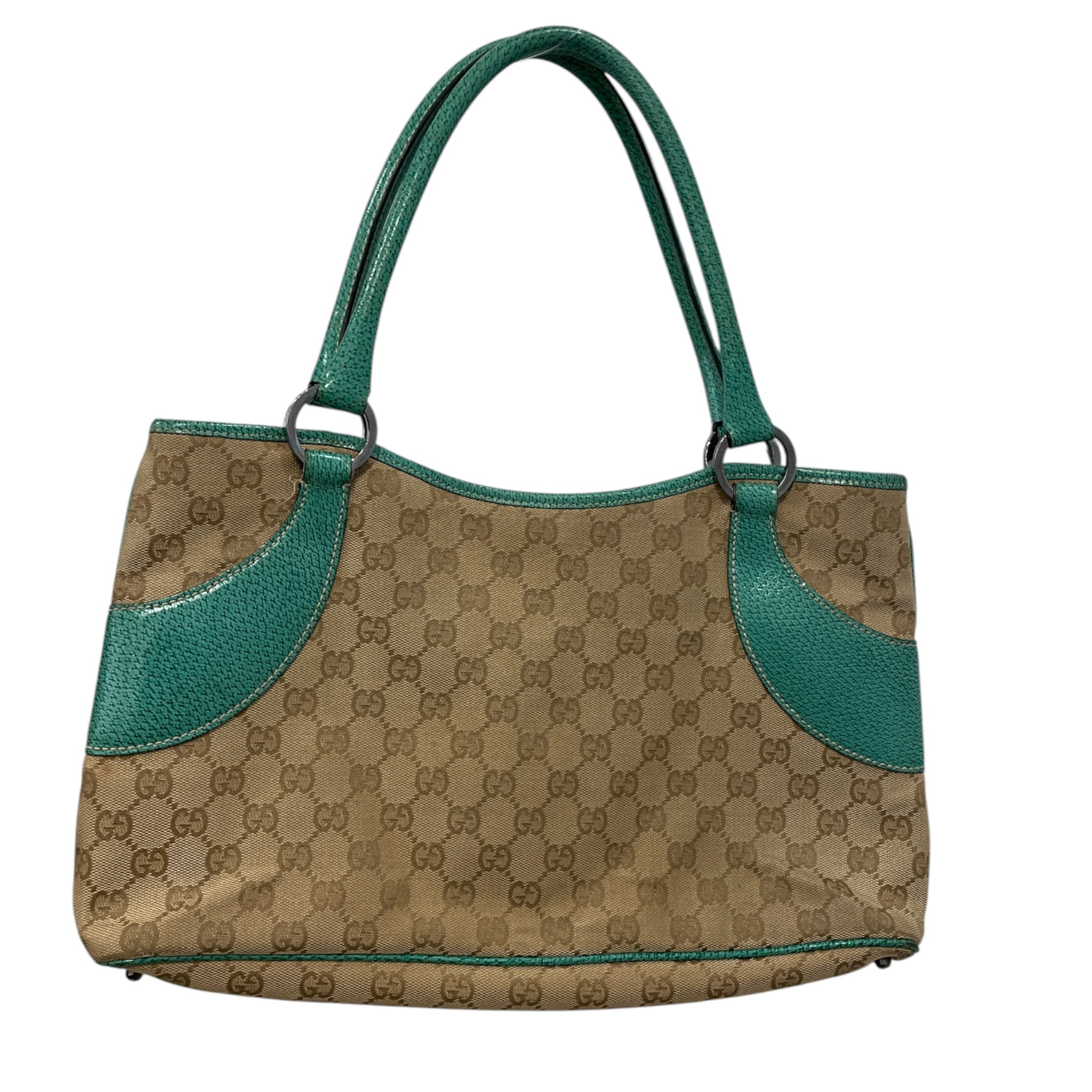 GUCCI/Tote Bag/Monogram/BEG/GREEN ACCENT MONOGRAM TOTE view 1