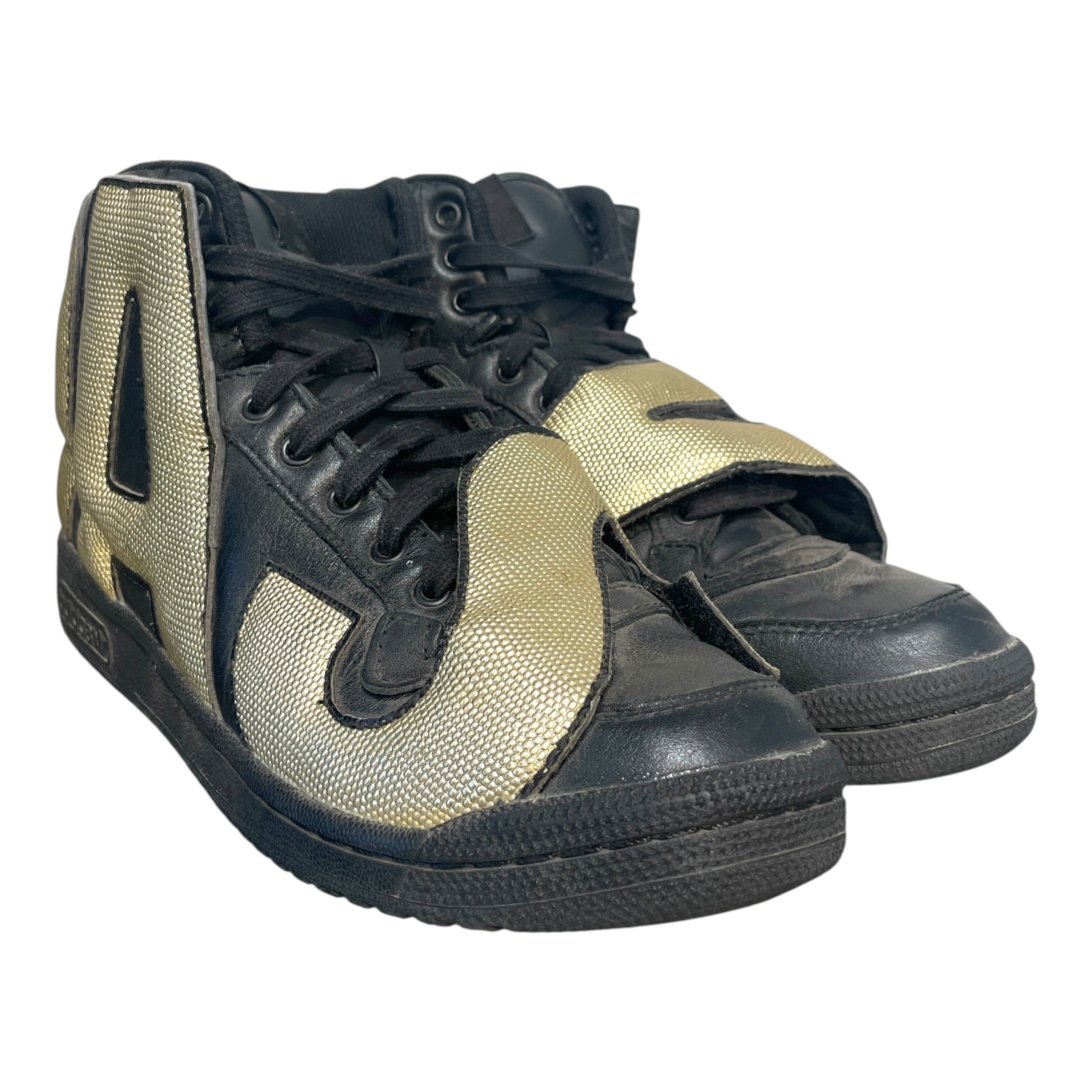 adidas/JEREMY SCOTT/Hi-Sneakers/US 9/Leather/BLK/Jeremy Scott Letters Gold High view 1