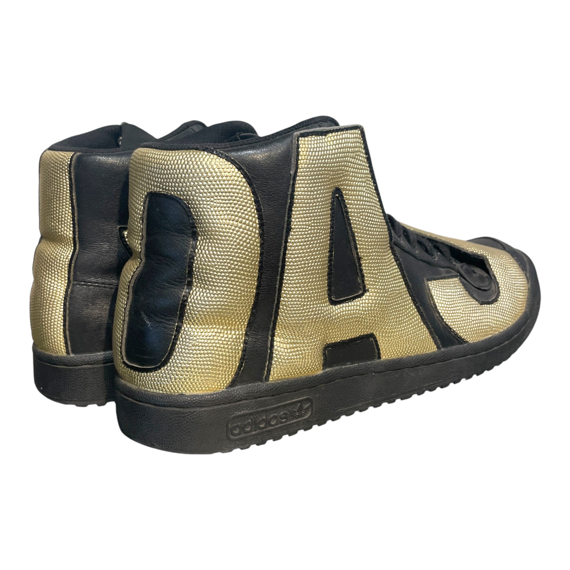 adidas/JEREMY SCOTT/Hi-Sneakers/US 9/Leather/BLK/Jeremy Scott Letters Gold High view 4