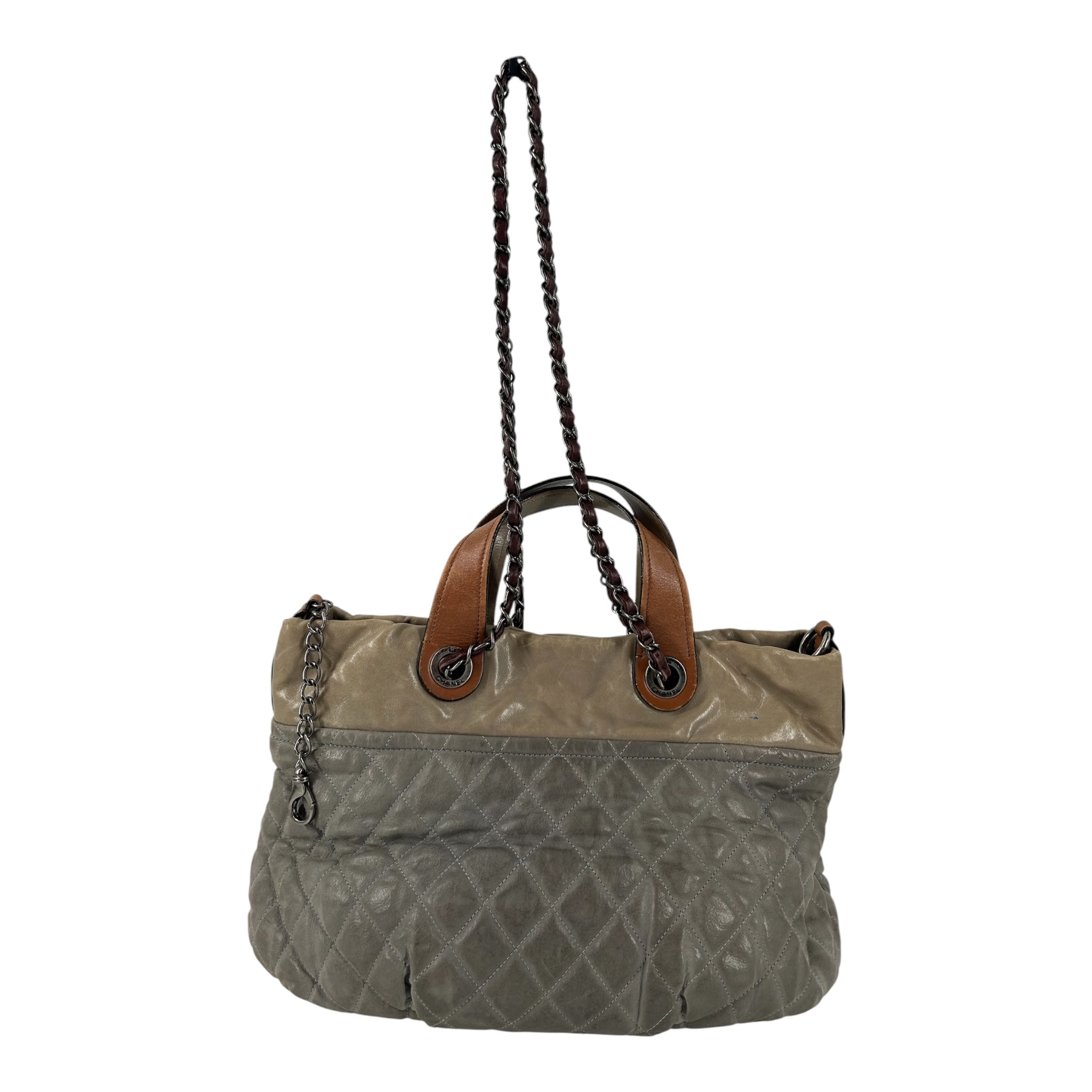 CHANEL/Cross Body Bag/Leather/GRY/14233638 BROWN HANDLE view 2