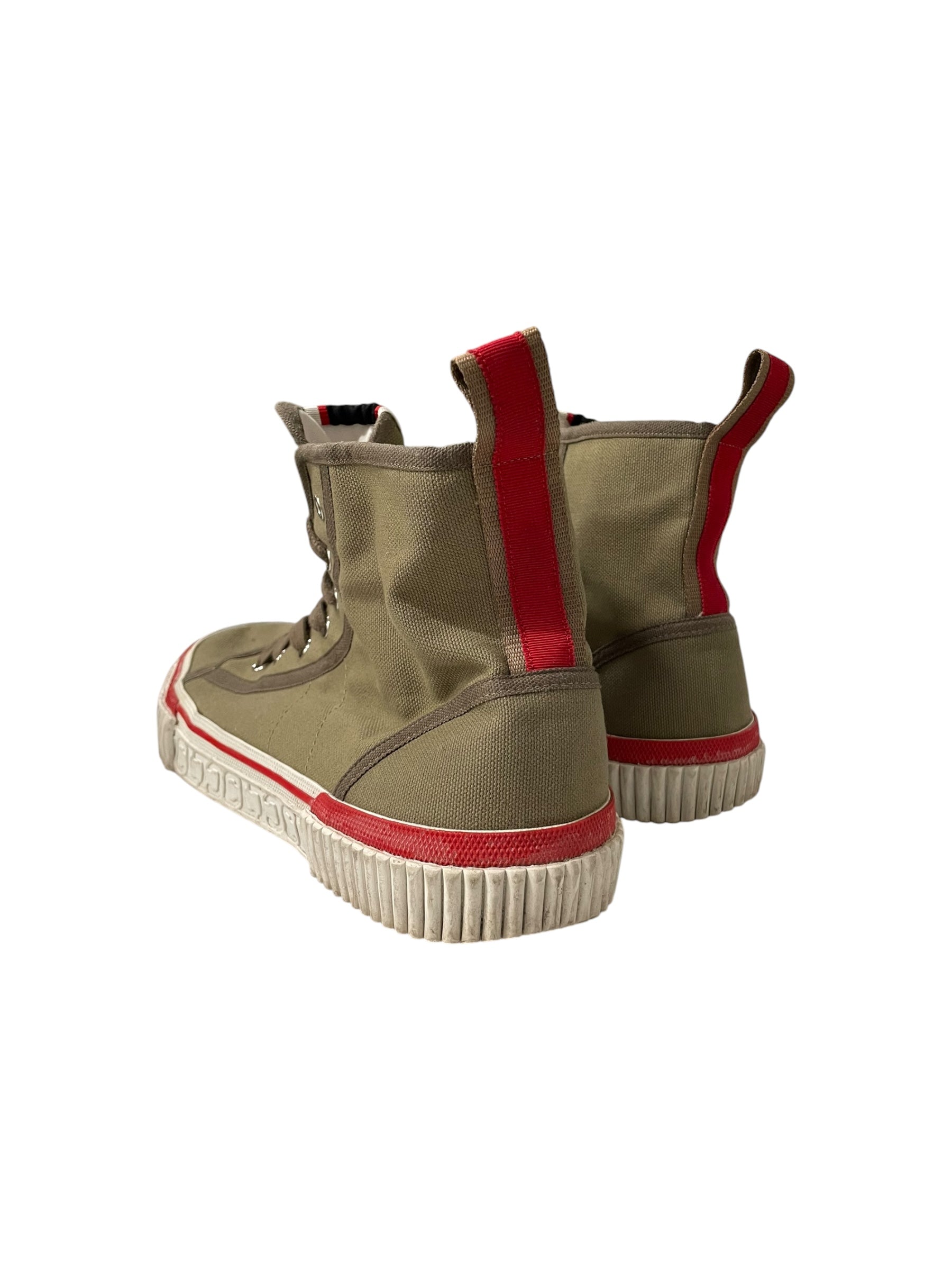 Christian Louboutin/Hi-Sneakers/EU 44/Cotton/KHK/RUBBER TRIM/ RED OUTLINE view 2