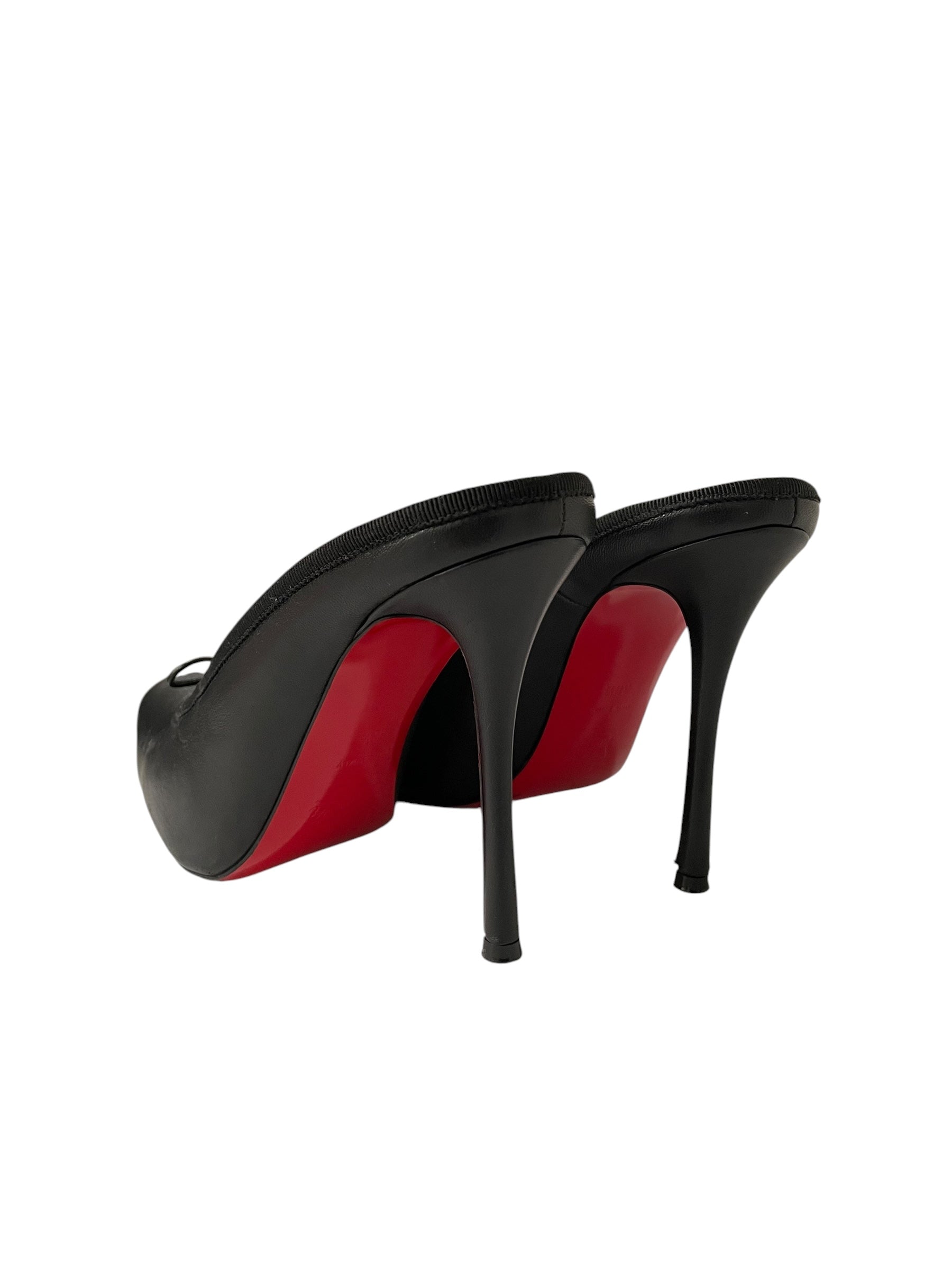 Christian Louboutin/Heels/EU 38.5/Leather/BLK/CASSIA MULES BALLET SQUARE TOE view 2