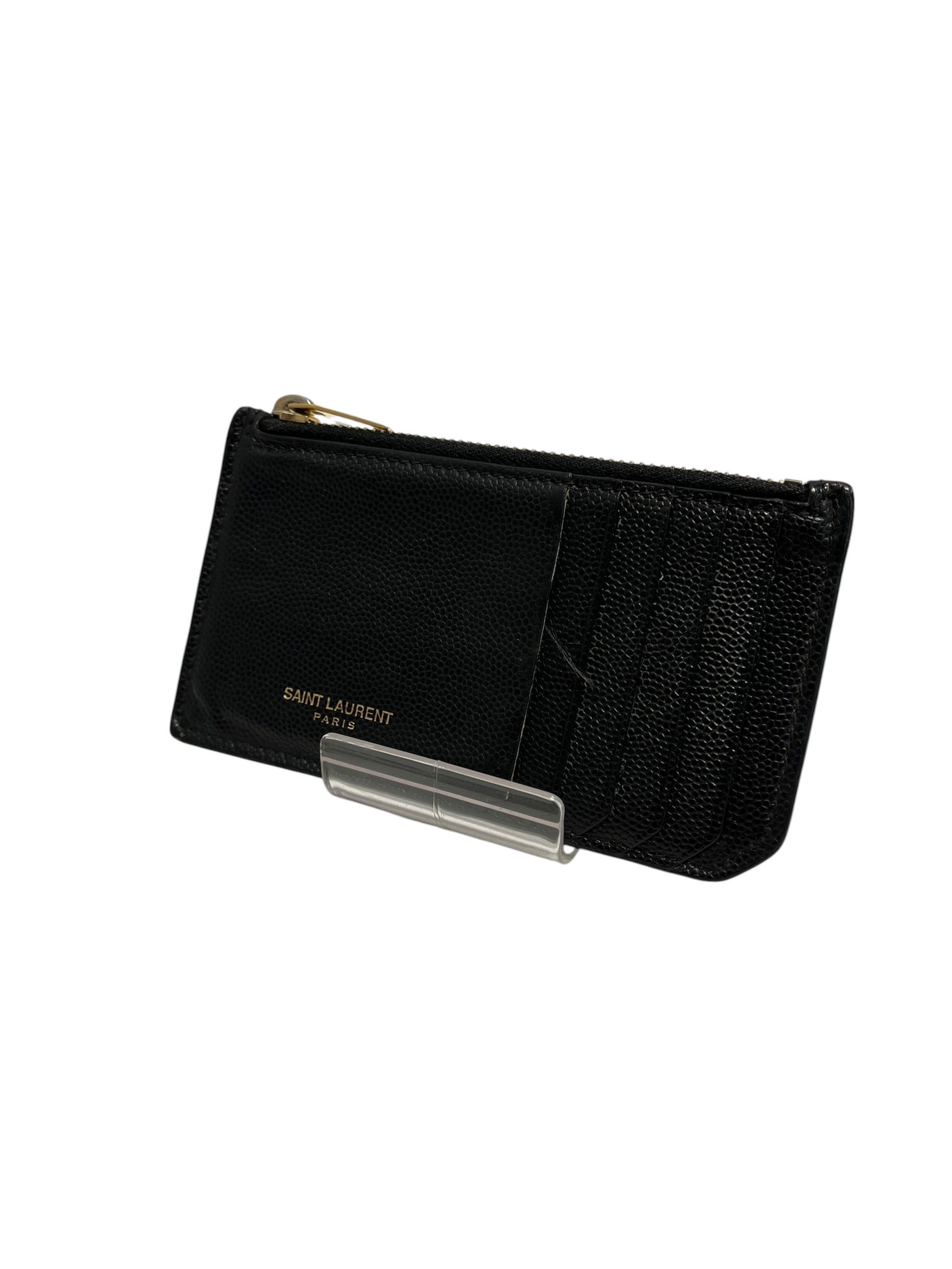 SAINT LAURENT/Wallet/Leather/BLK/FRAGMENTS ZIPPED CARD 1NN34610 view 1