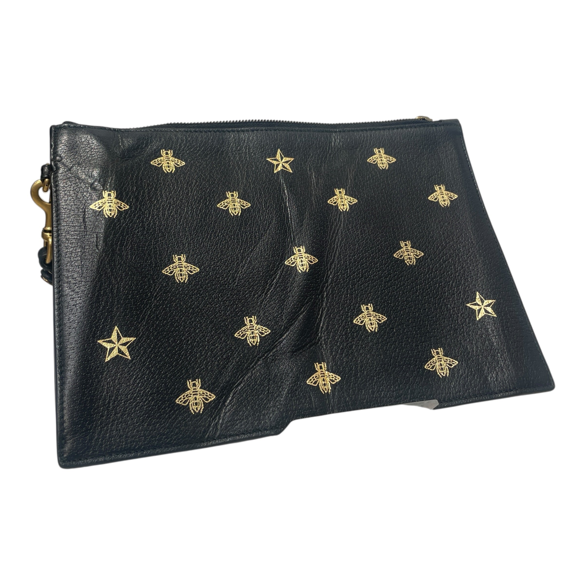 GUCCI/Pouch/Leather/BLK/Bee Monogram Pouch view 2
