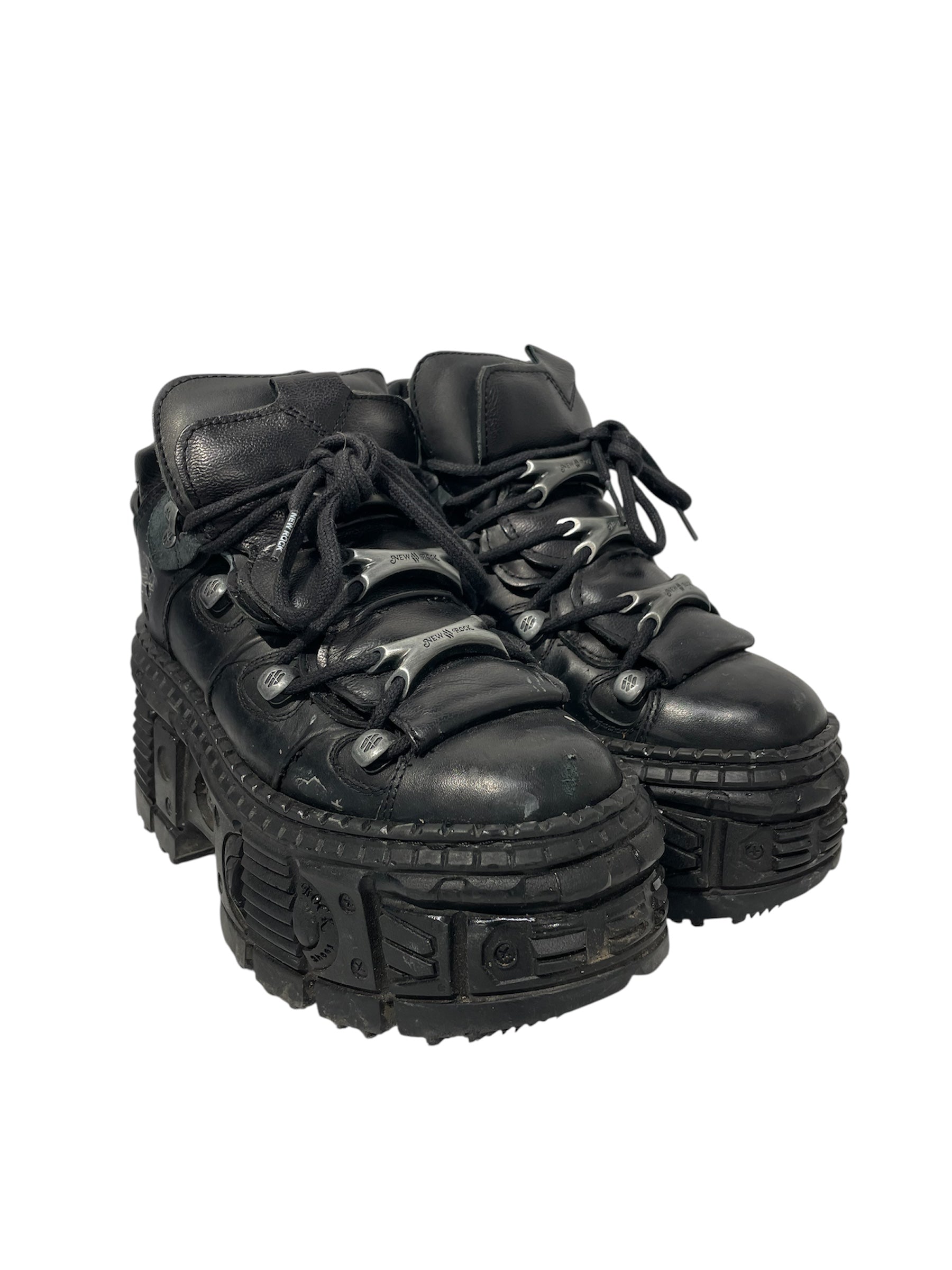 NEW ROCK/Boots/US 6.5/Leather/BLK/ view 1