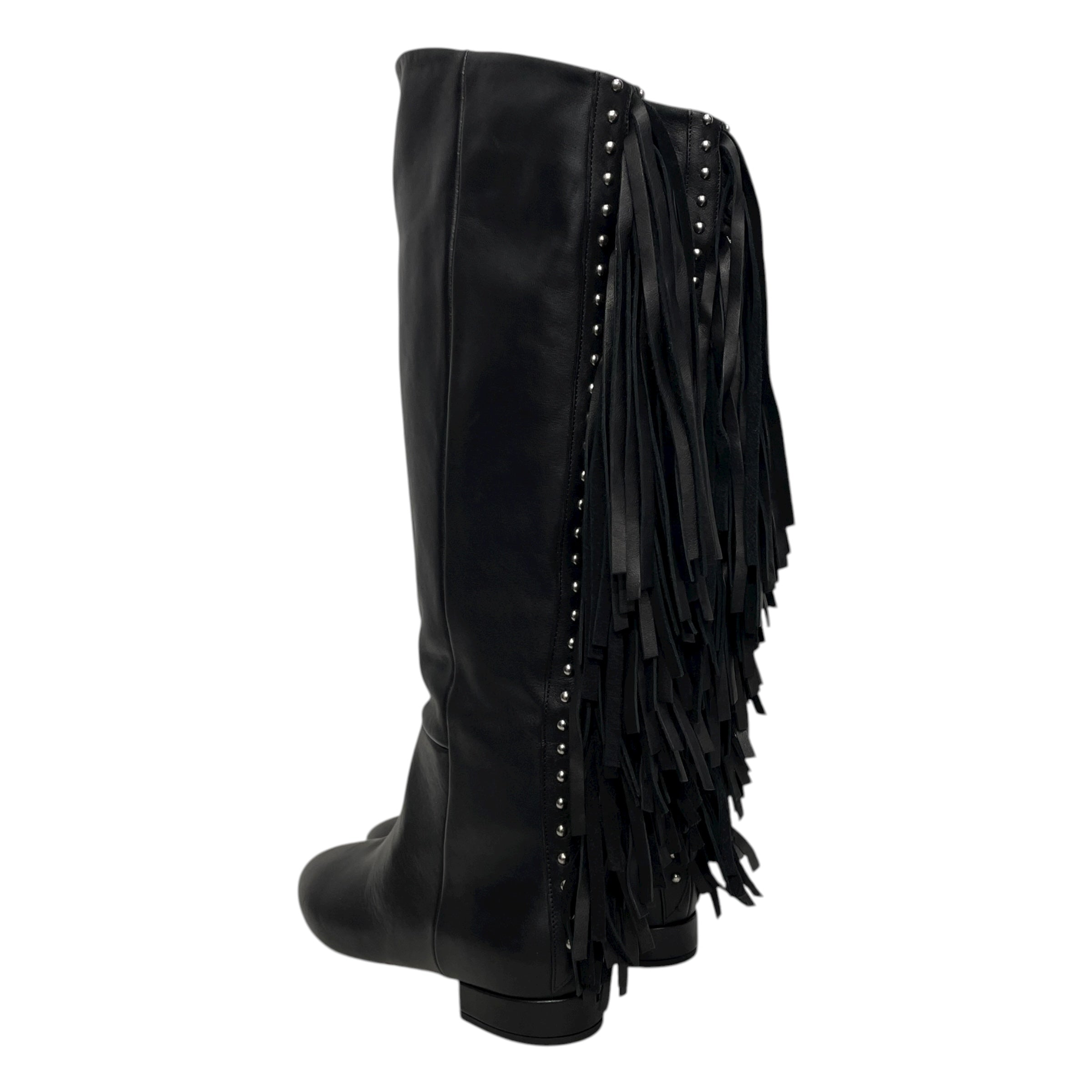 SAINT LAURENT/Long Boots/EU 35.5/Leather/BLK/STUDDED FRINGE BOOT view 2