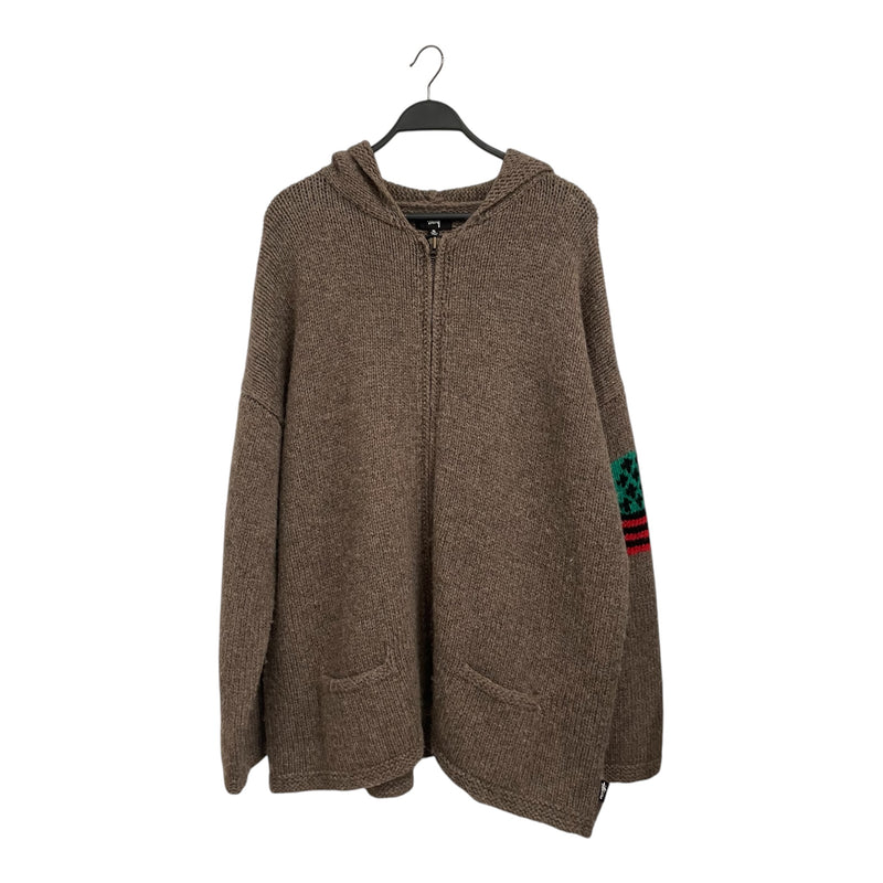 STUSSY/DENIM TEARS/Hoodie/XL/Graphic/Wool/BRW/PANAFRICAN FLAG KNIT ZIP UP