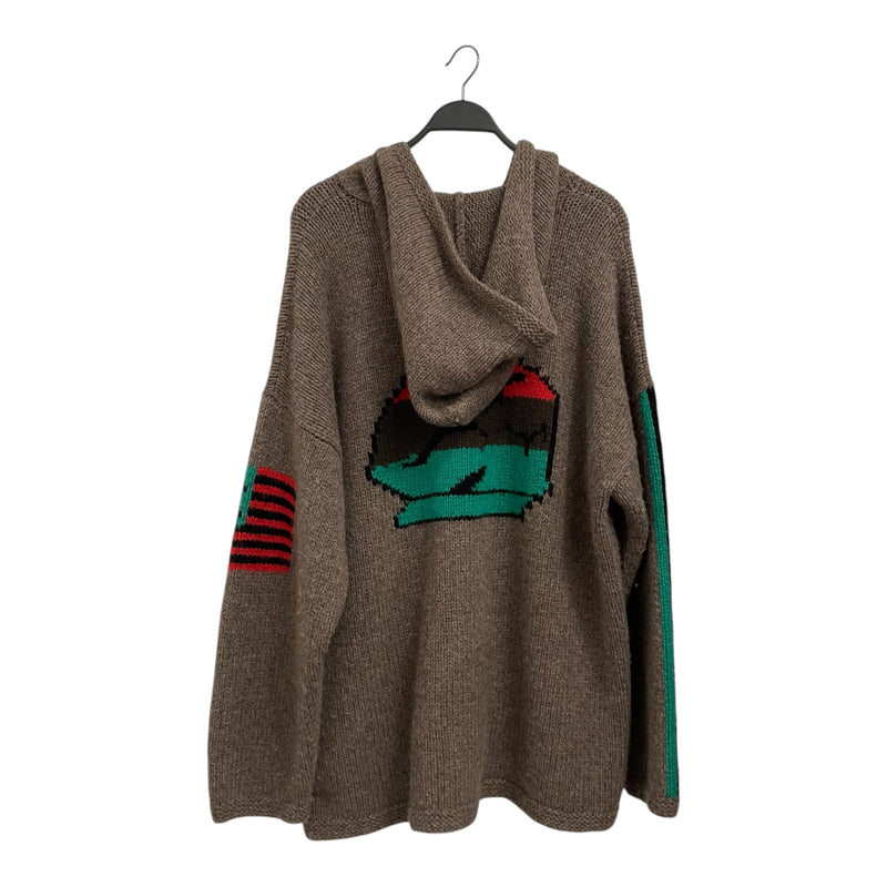 STUSSY/DENIM TEARS/Hoodie/XL/Graphic/Wool/BRW/PANAFRICAN FLAG KNIT ZIP UP