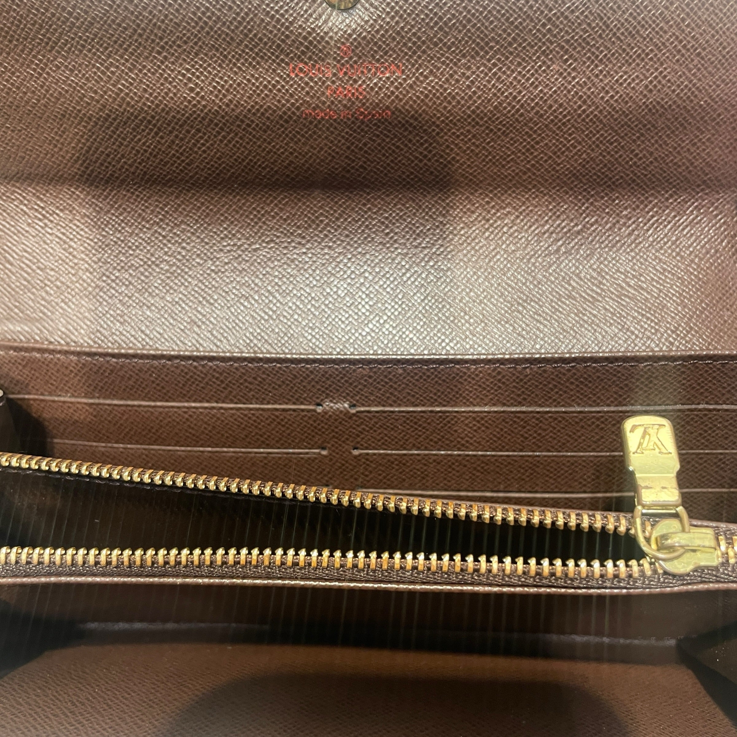 LOUIS VUITTON/Long Wallet/Monogram/Leather/BRW/L's/Damier Ebene Sarah Wallet view 3