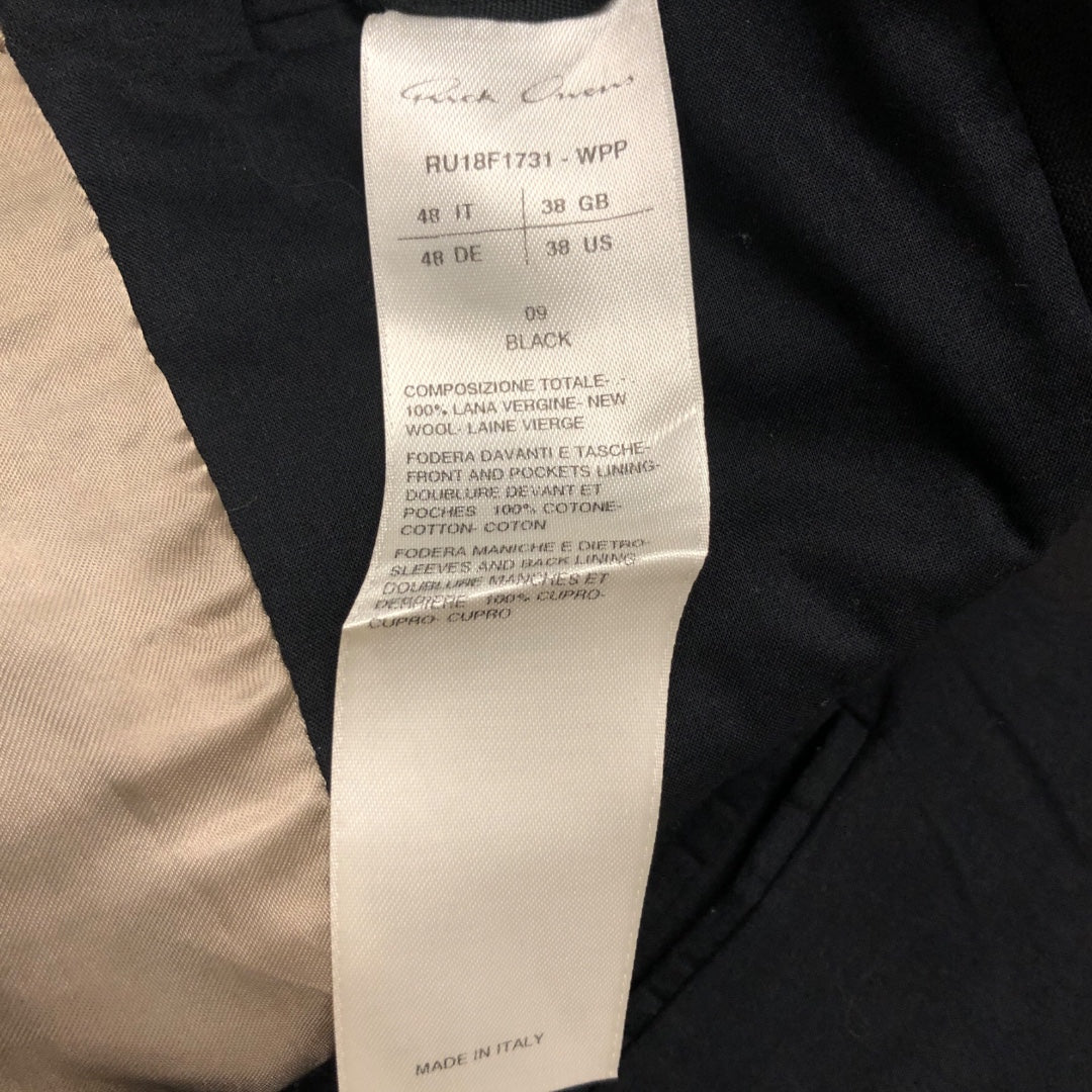Rick Owens/Jacket/38/Wool/BLK/SISYPHUS F/W 18 WOOL BLAZER view 4