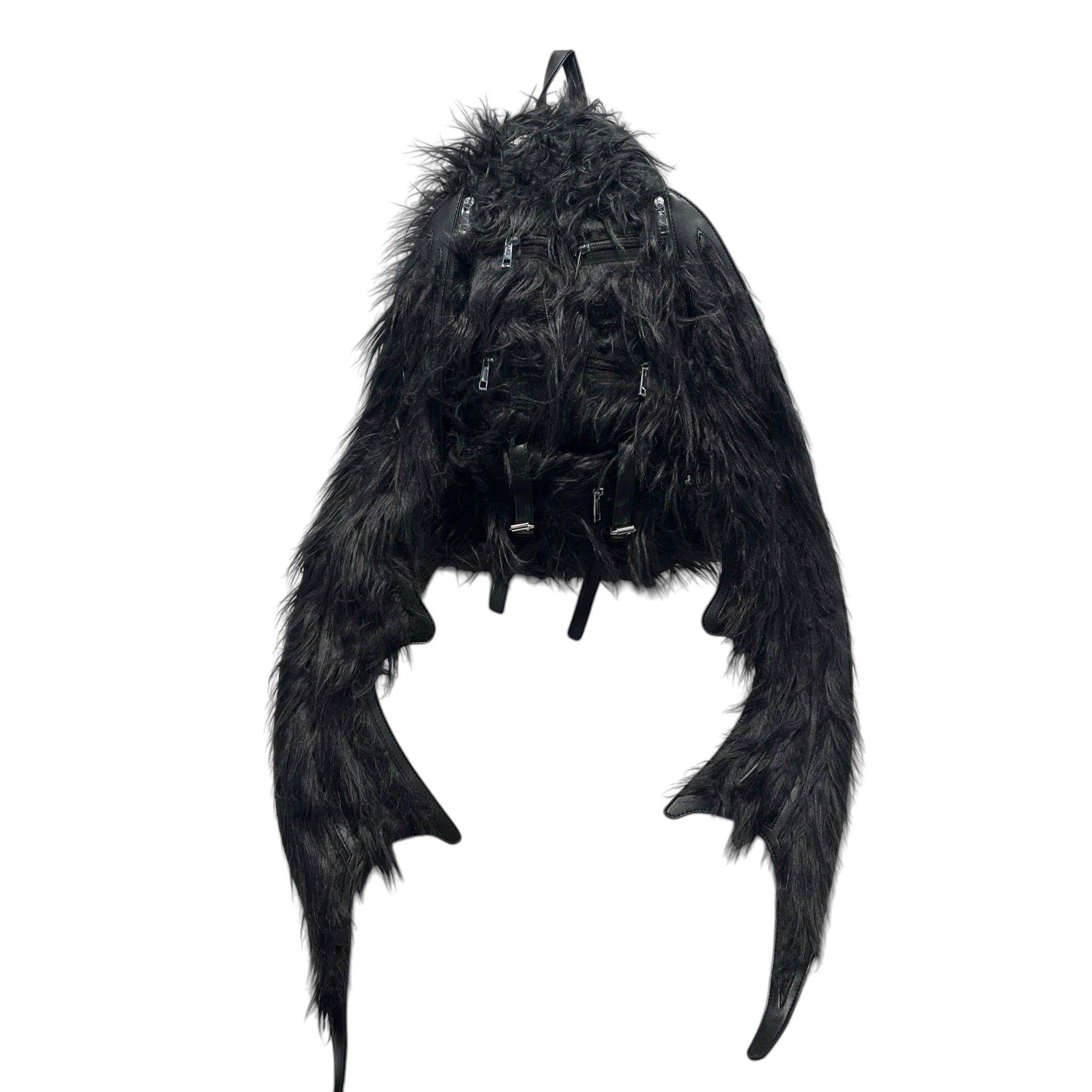haveyoudiedbefore?/Backpack/Fake Fur/BLK/BUCKLES/ZIPPERS view 1