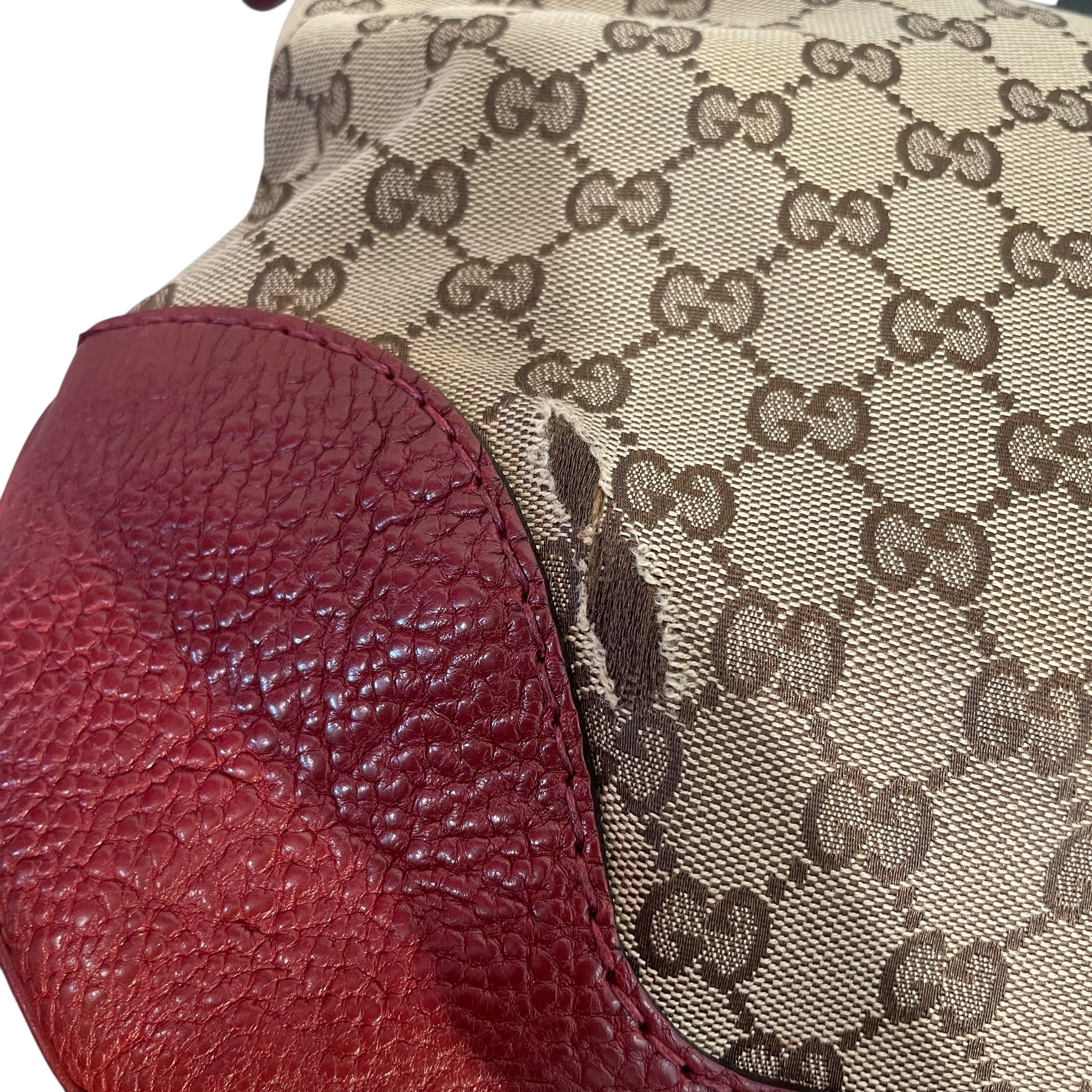 GUCCI/Cross Body Bag/Monogram/Leather/BRW/Guci Mongram hobo  BAg view 3