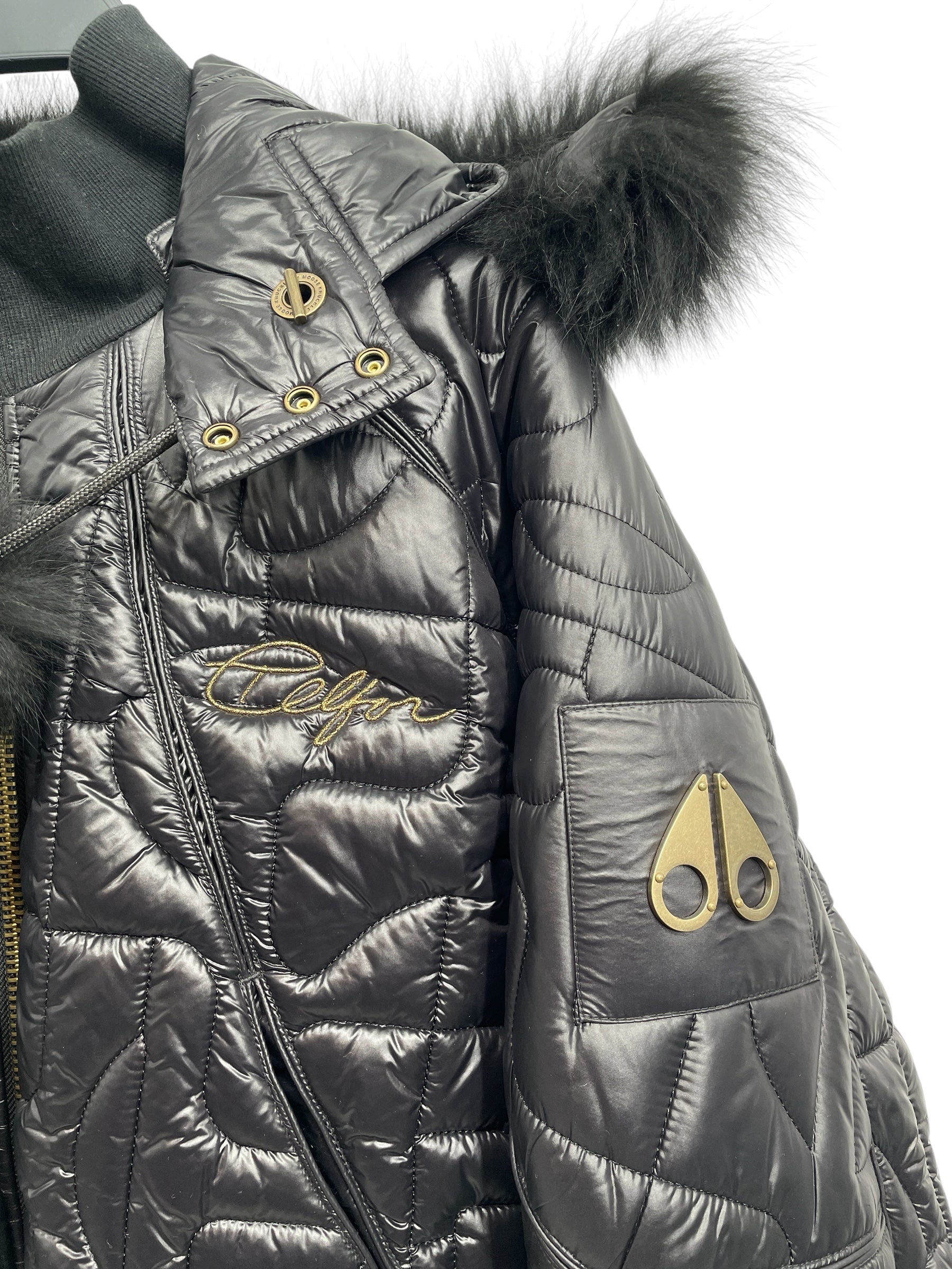 MOOSE KNUCKLES/Telfar/Jacket/XL/Polyester/BLK/FUR TRIMS/GOLD HARDWARE view 3