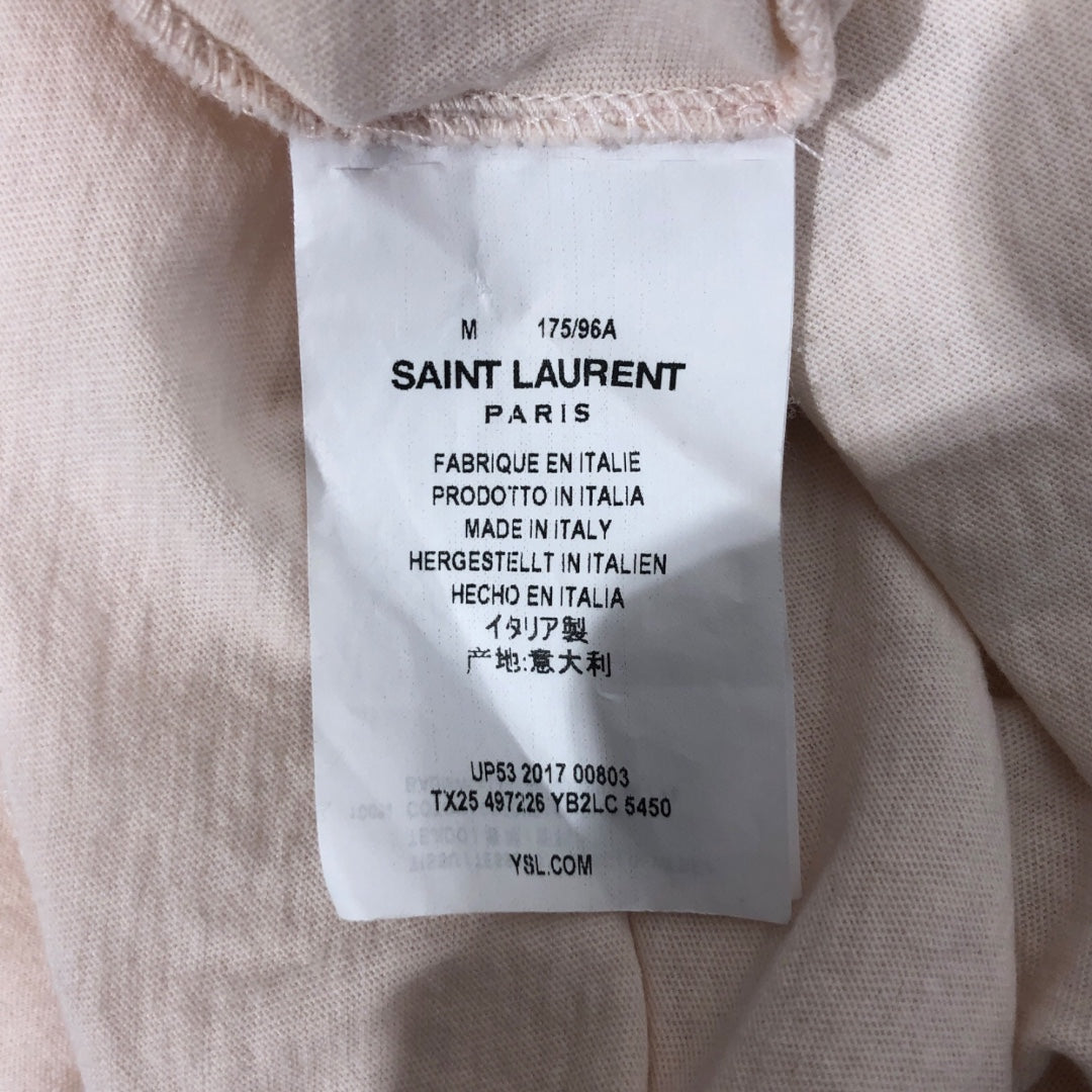 SAINT LAURENT/T-Shirt/Cotton/CRM/DISTRESSED TRIPLE COLLAR view 4
