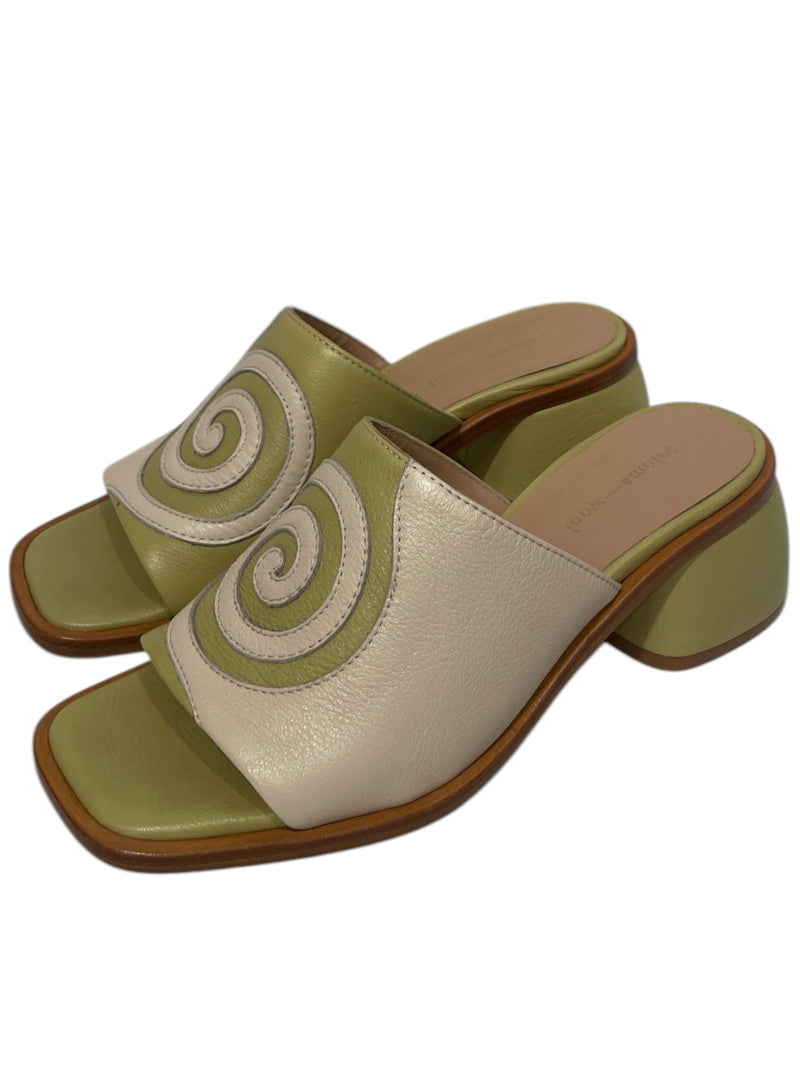 PALOMA WOOL/Sandals/EU 36/Stripe/Leather/GRN/Open-Toe/Tornado Mule