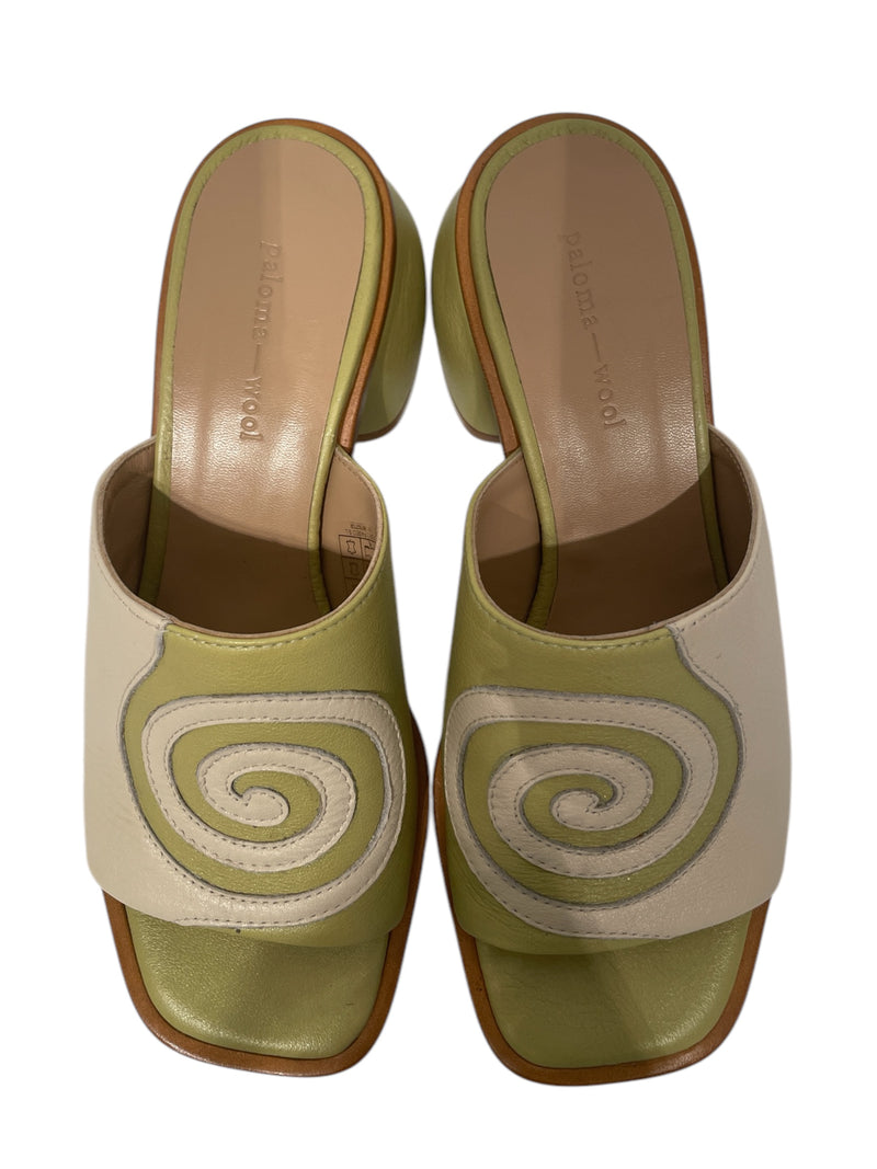 PALOMA WOOL/Sandals/EU 36/Stripe/Leather/GRN/Open-Toe/Tornado Mule